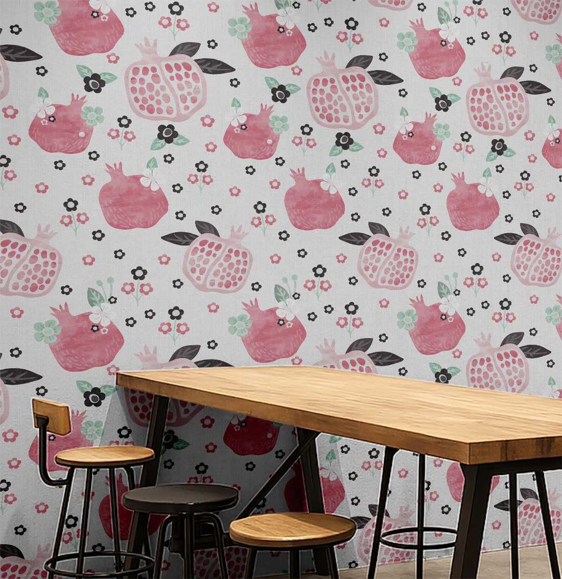 Papier peint floral grenade S4Sassy rose mural autocollant pour commerce 63,5x152