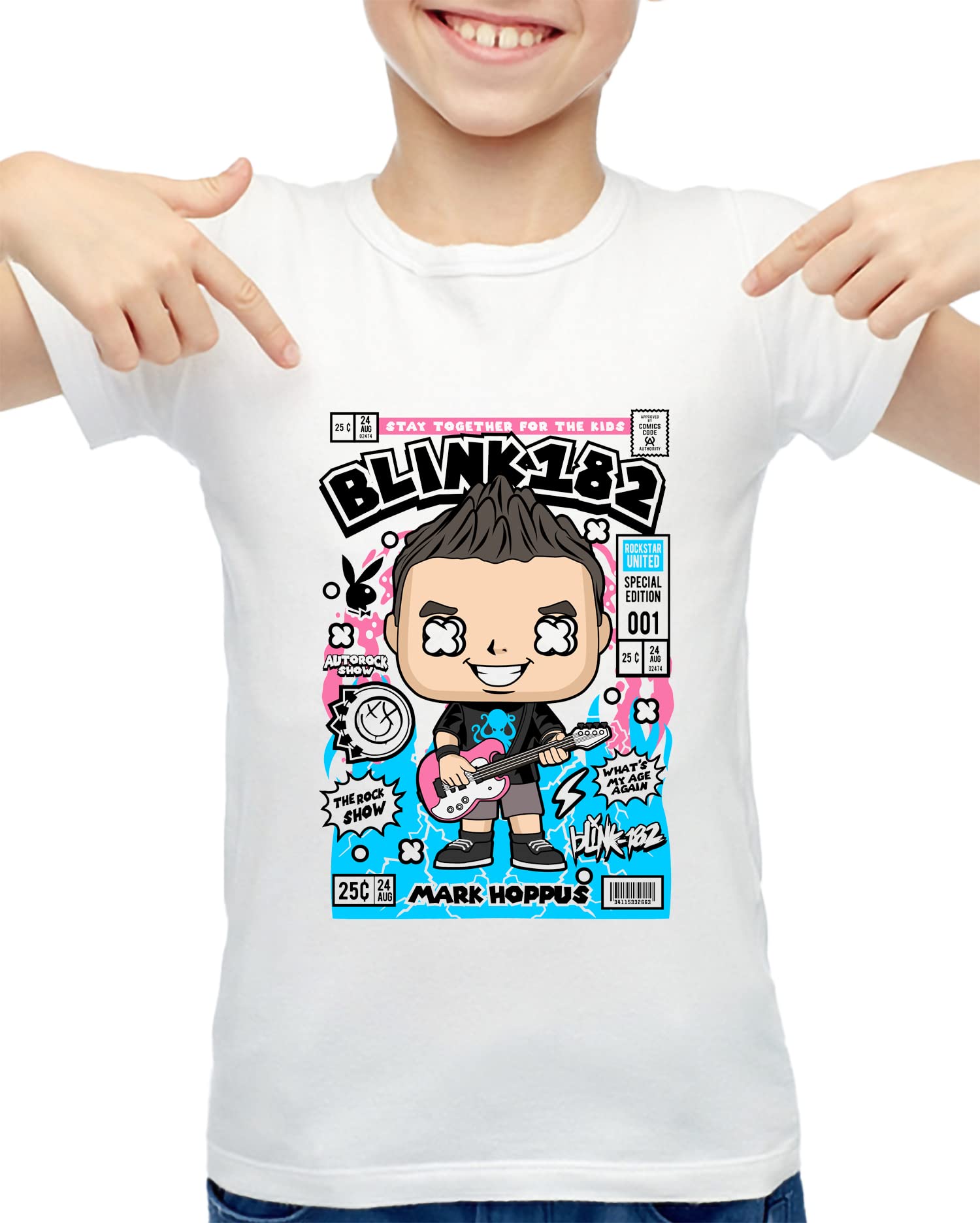 Exclusive Blink 182 Rock Band Mark Hoppus Music Cotton Unisex Kids Tshirt for Girls and Boys