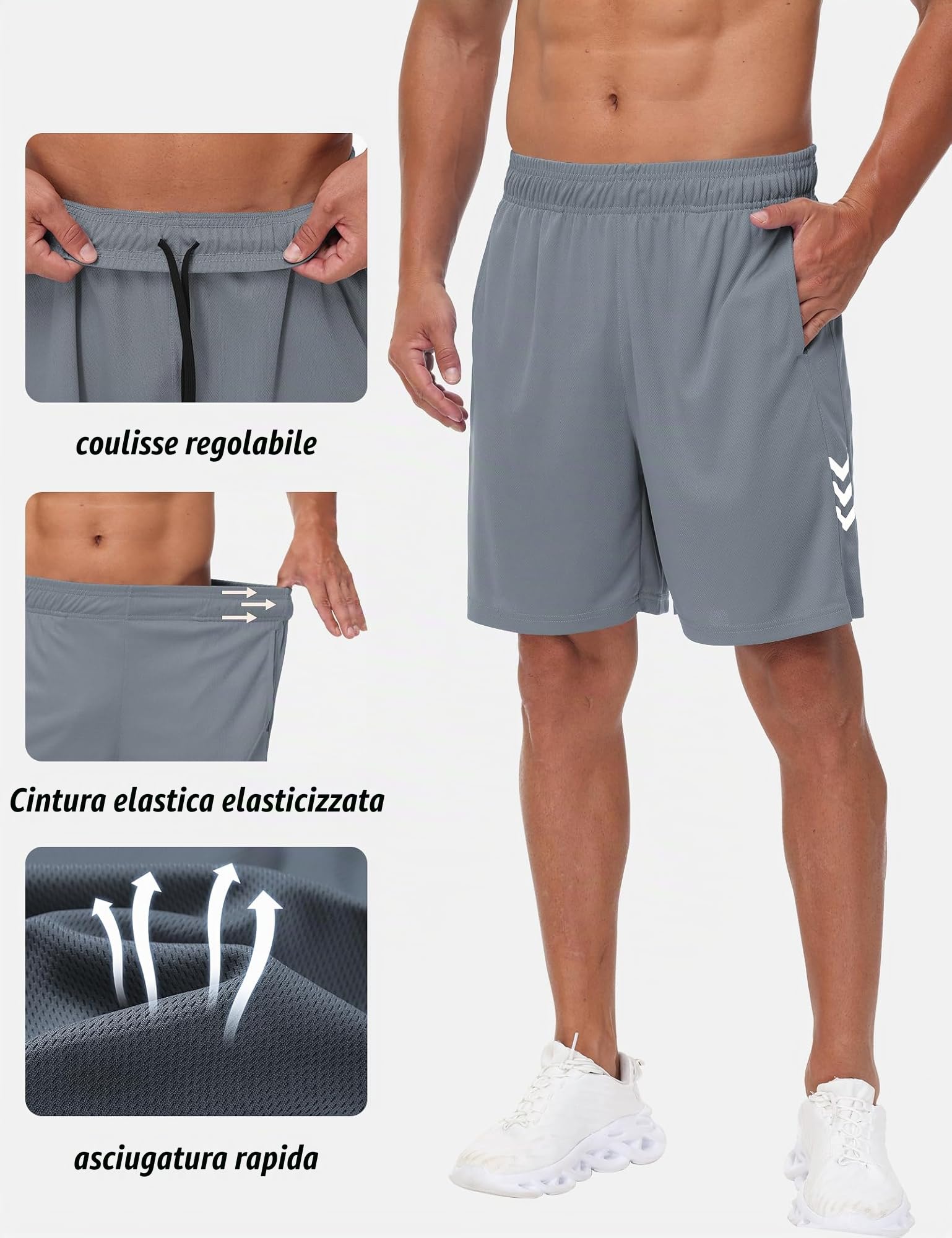 Sportivi Pantaloncini Palestra Corsa Pantaloncini Asciugatura Rapida Estiv Shorts Traspirante Tasca