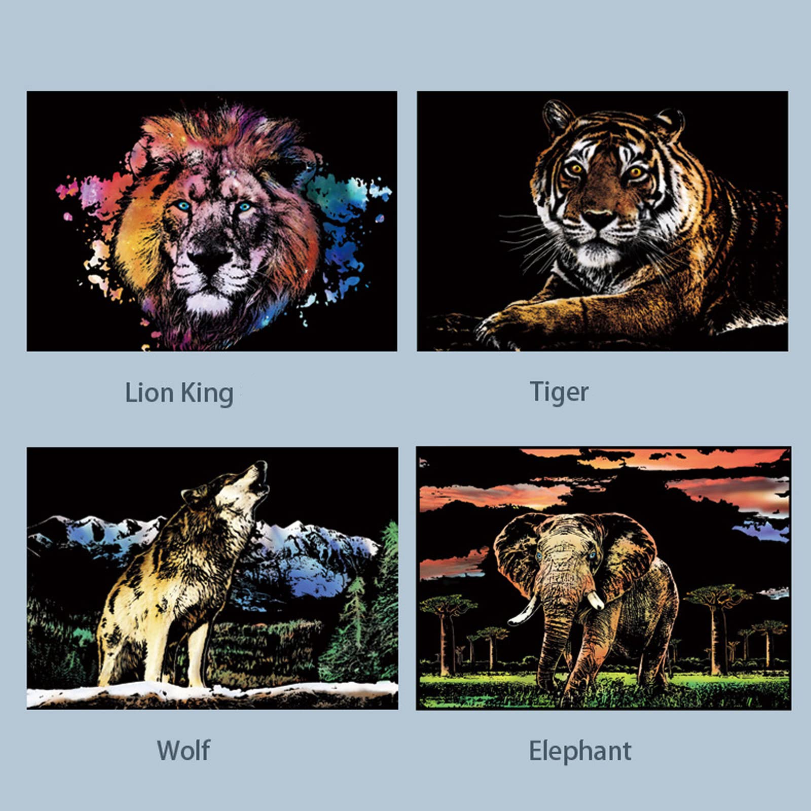 Amazon.co.jp: 動物のスクラッチアート絵画紙、大人と子供のための彫刻