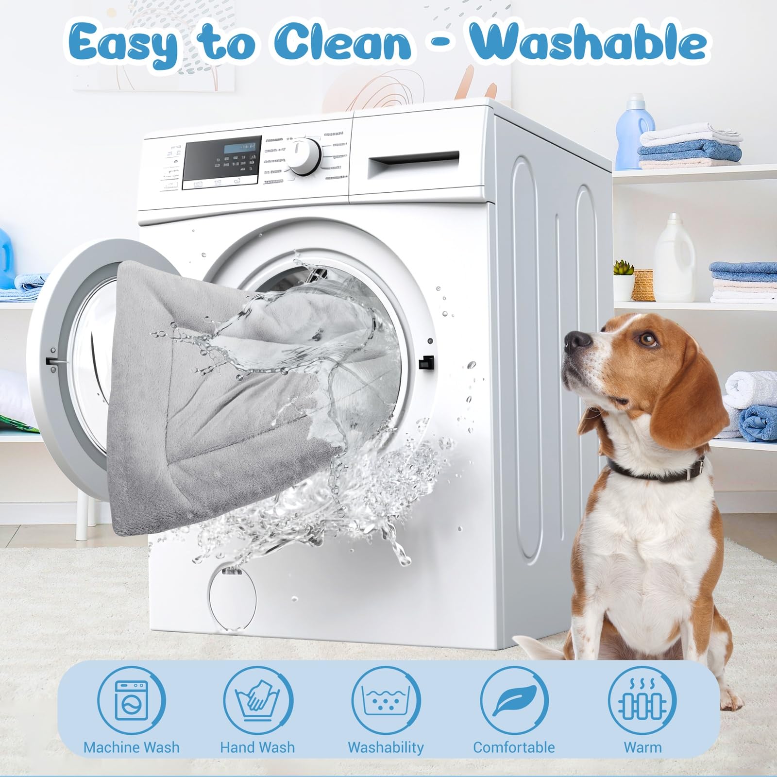 BaoDan Cuscino Cane Grande 90x60 cm - Facile da Lavare con Federa Sfoderabile, Impermeabile Resistente a Morsi e Graffi, Super Morbido con Fondo Antiscivolo,Grigio