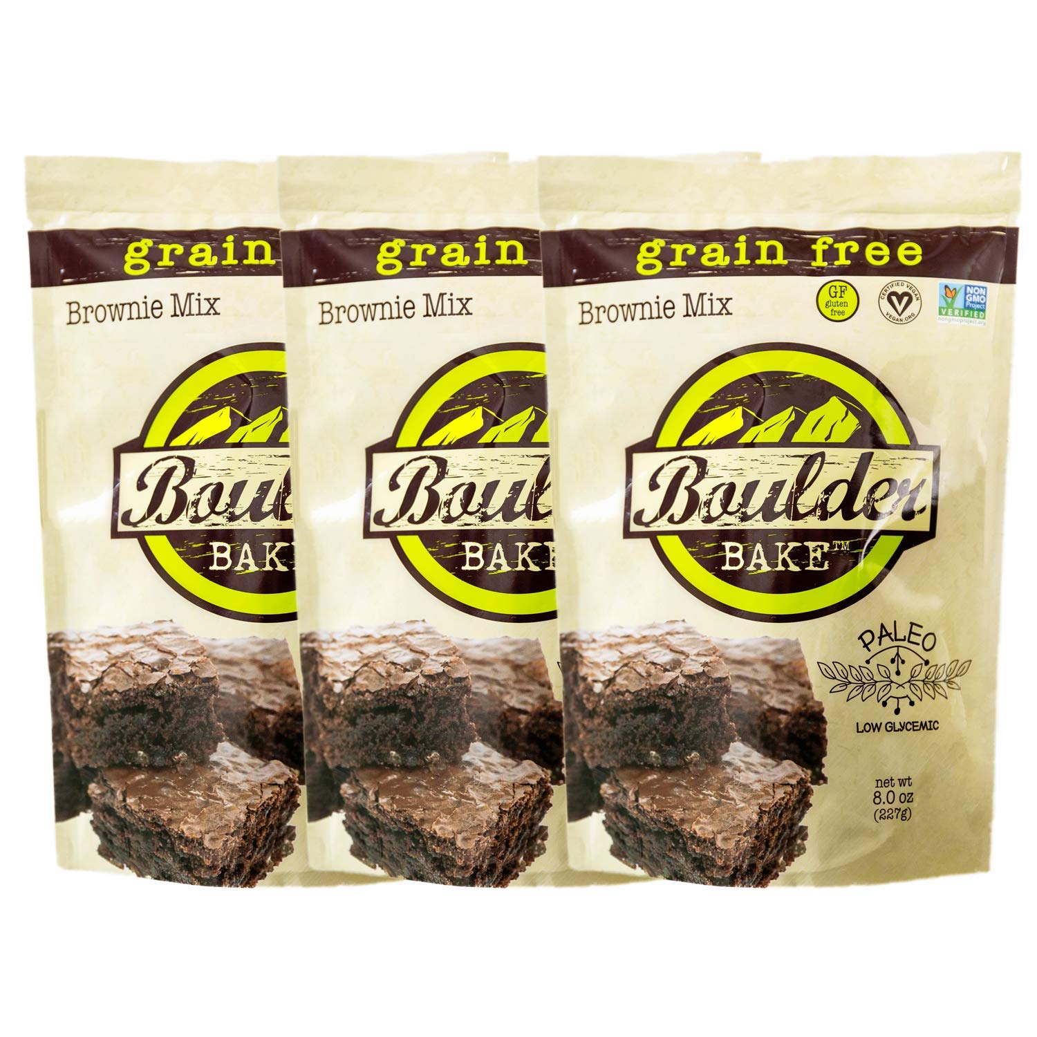 Boulder Bake Brownie Mix (3 pack) Grain and Gluten Free, Vegan, Non GMO, and Low Carb