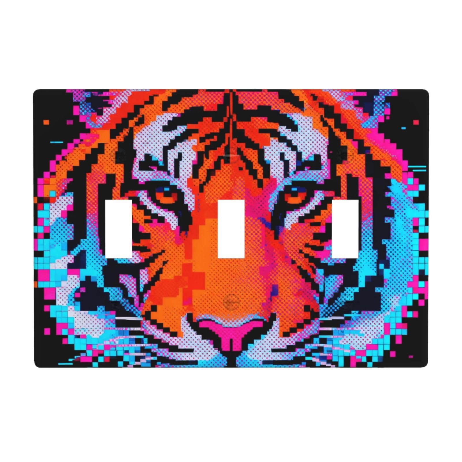 Tiger Head 3 Gang Switch Plate Cover-Unbreakable Polycarbonate Wall Plate, Heat Resistant Toggle Switch Decor for Home
