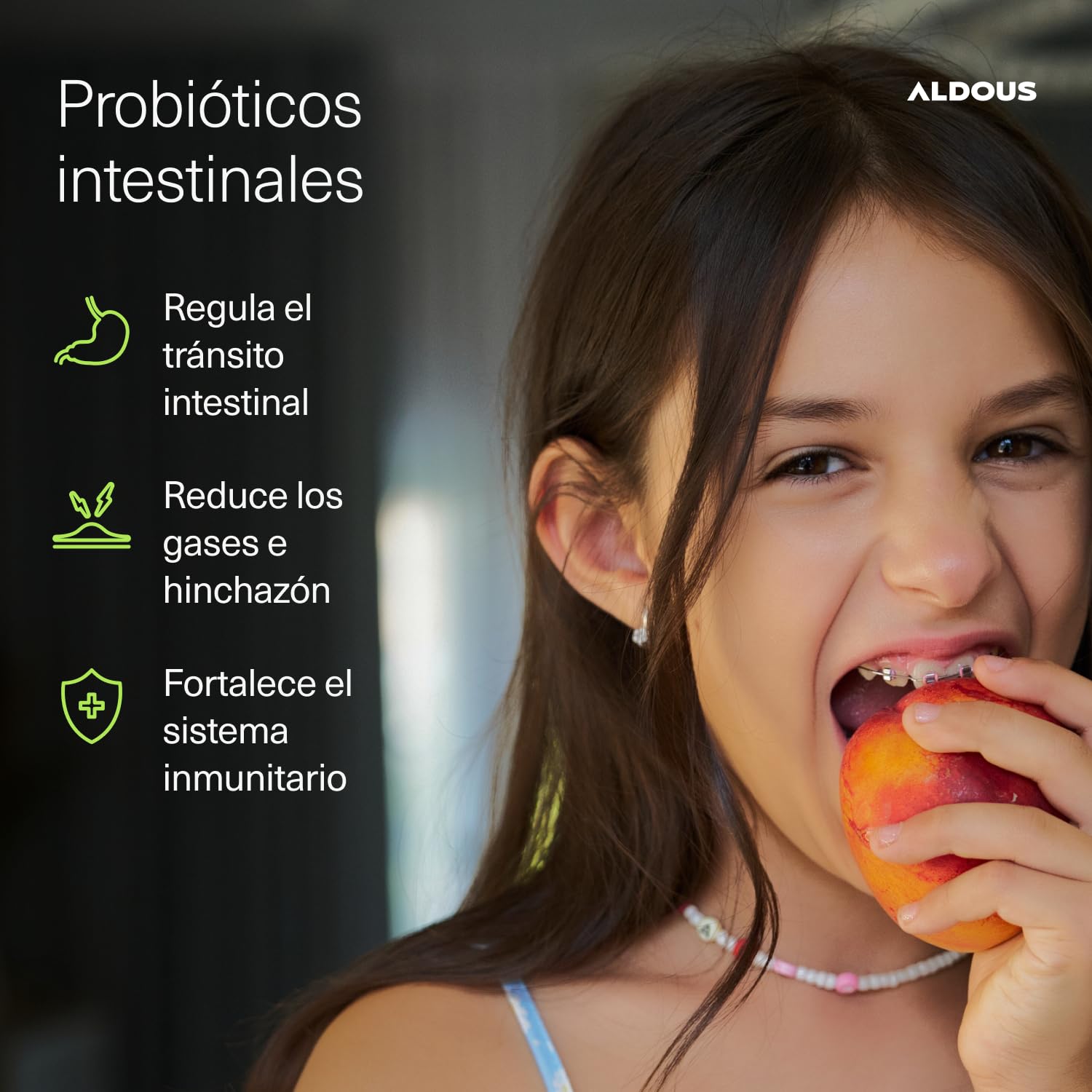 120 Probioticos Gominolas Kids + Vitamina C -Sabor Cereza- Flora intestinal | Gummies con Bifidobacterium, Lactobacillus, Vitaminas B3, B5, B6 y C - Estreñimiento, Buena Digestión, Hinchazón - ALDOUS