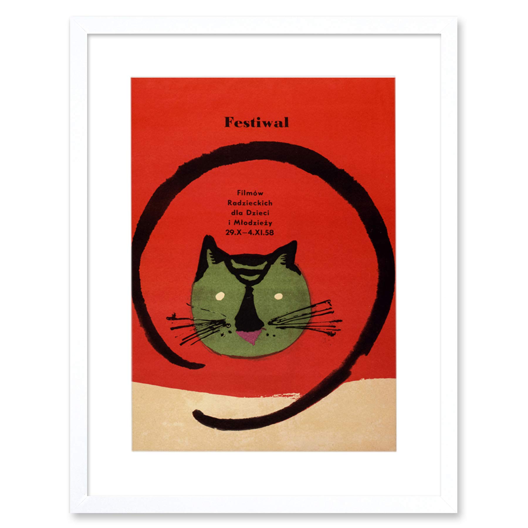 Wee Blue Coo Festival Film Movie Cat Poland Warsaw Artwork Framed Wall Art Print 12X16 Inch
