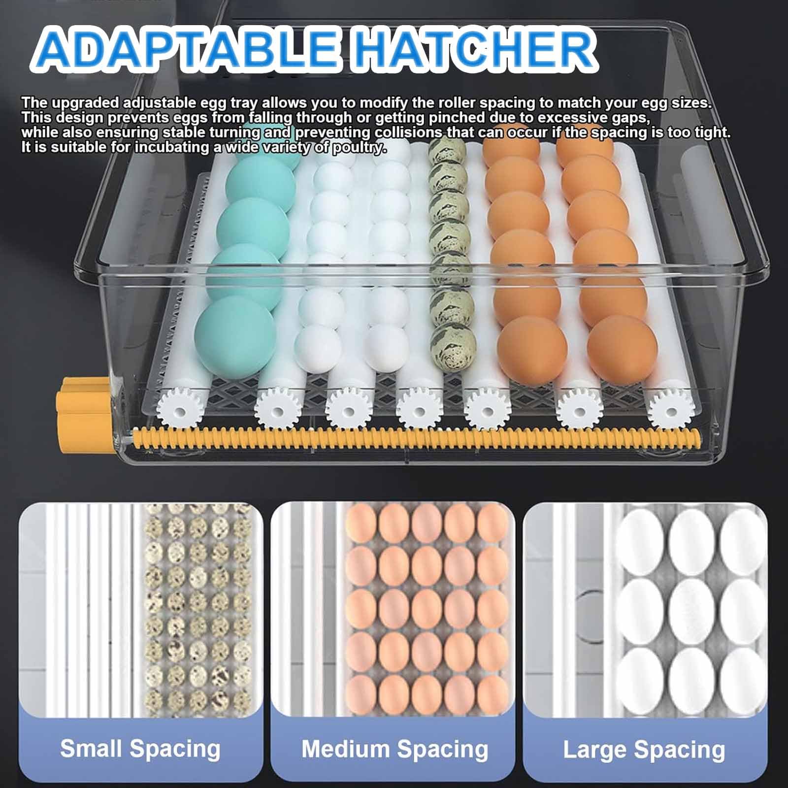 Incubadora automática de huevos, incubadora digital inteligente con giro automático, control de temperatura y humedad, vela integrada, doble potencia para pollo, pato, ganso, huevos de codorniz