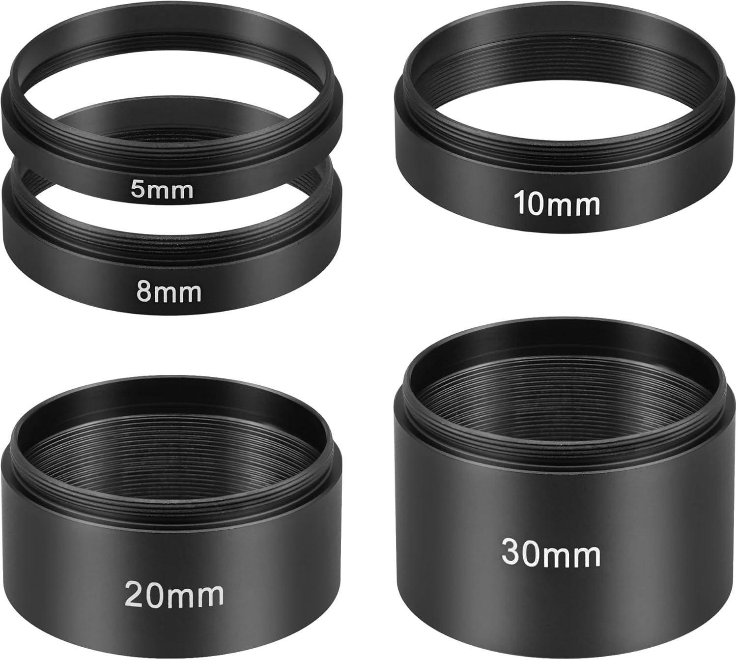 Astromania Astronomical 2"/M48-extension Tube Kit for Cameras and eyepieces - Length 5mm 8mm 10mm 20mm 30mm - M48x0.75 on Both Sides