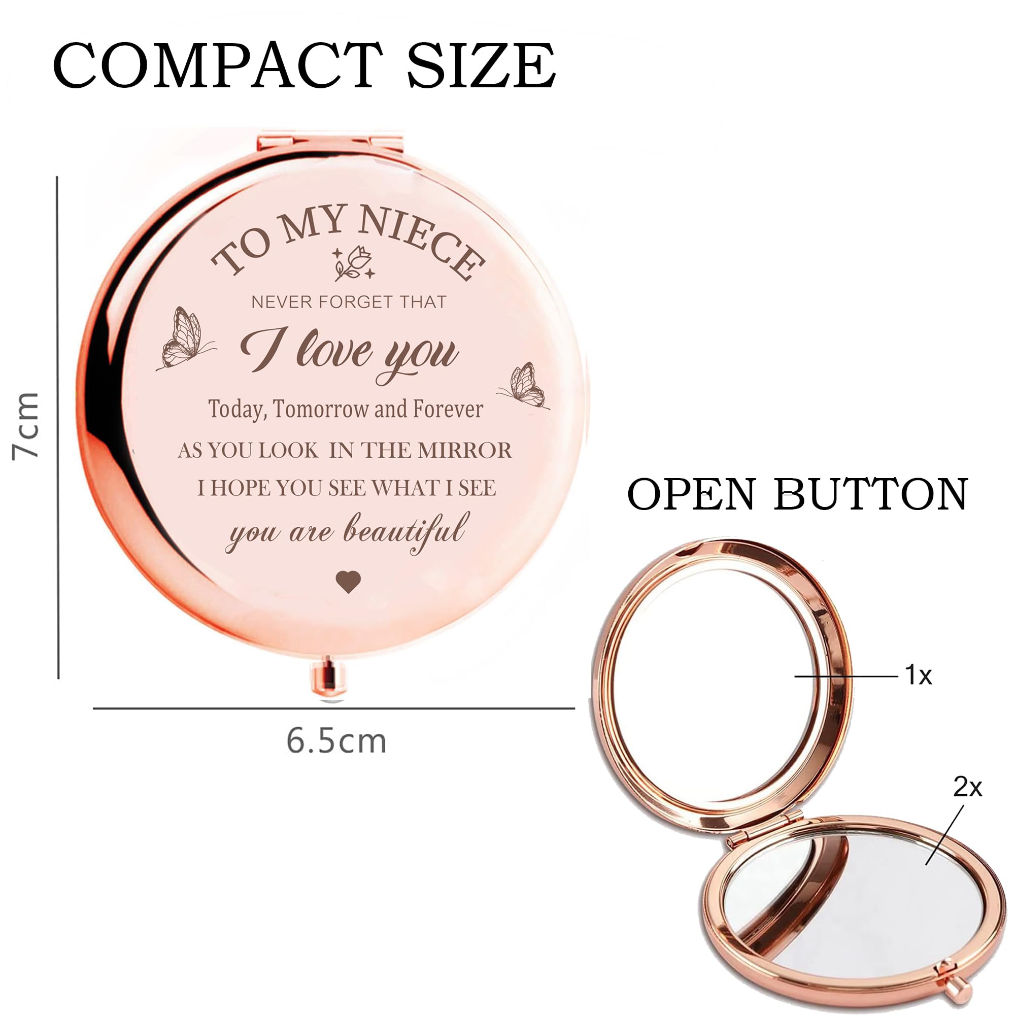 Niece Compact Mirror - Makeup Mirror Gifts for Niece from Aunt, Birthday & Christmas