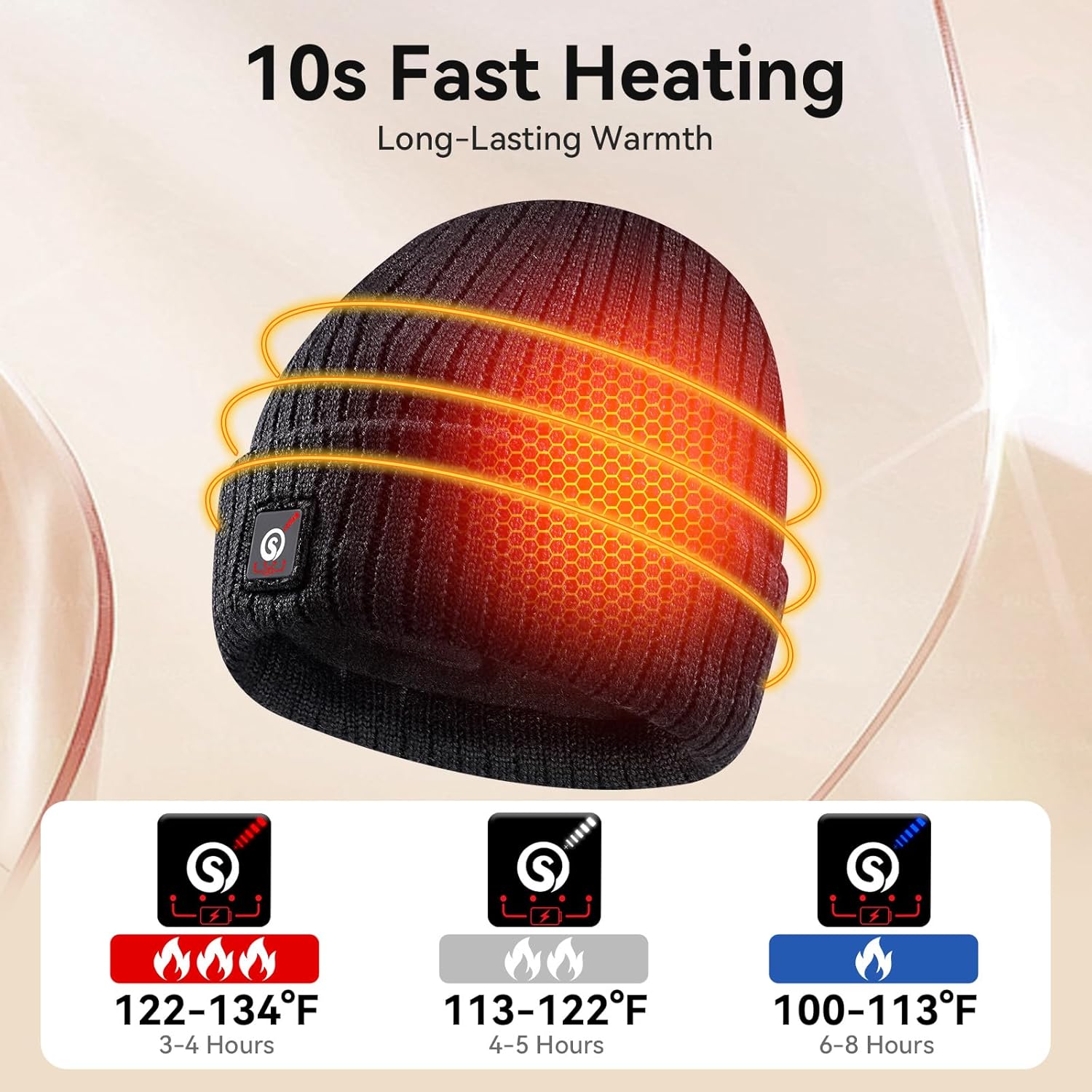 Heated Hat for Men Women,Long-Lasting Anti-Freeze Battery,Electric Winter Beanie - Image 3