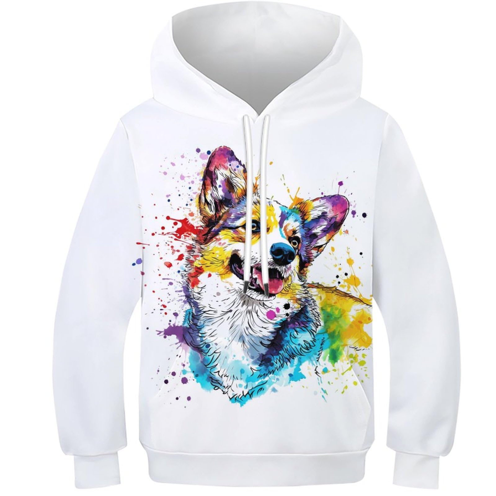 Sweat à capuche Corgi imprimé 3D cadeau pull enfant 9-11 ans - 8