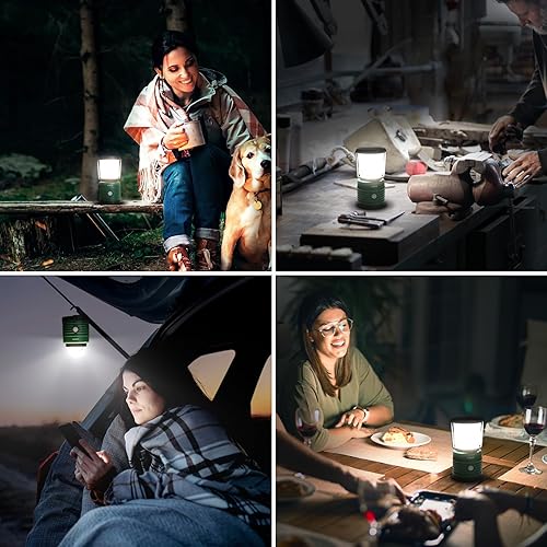 Miniatura 7 de Lepro Linterna de campamento, LED alimentada por batería con 1500 lúmenes, 4 modos de luz, luz impermeable para tienda, linterna para huracán, luz