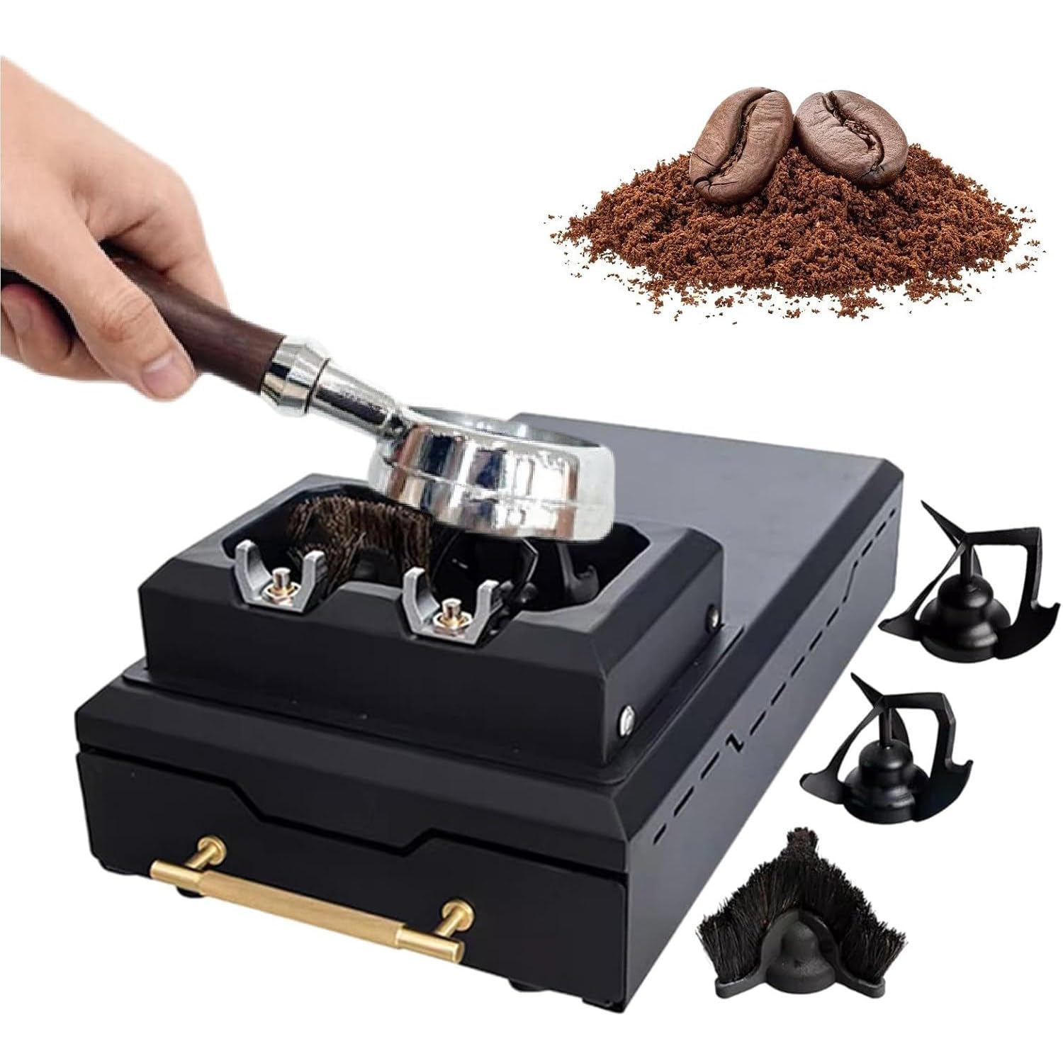 Nettoyeur de marc de café électrique automatique, machine de nettoyage de porte-filtre électrique, nettoyeur de porte-filtre 300 tr/min, machine de nettoyage de marc de café expresso automatique