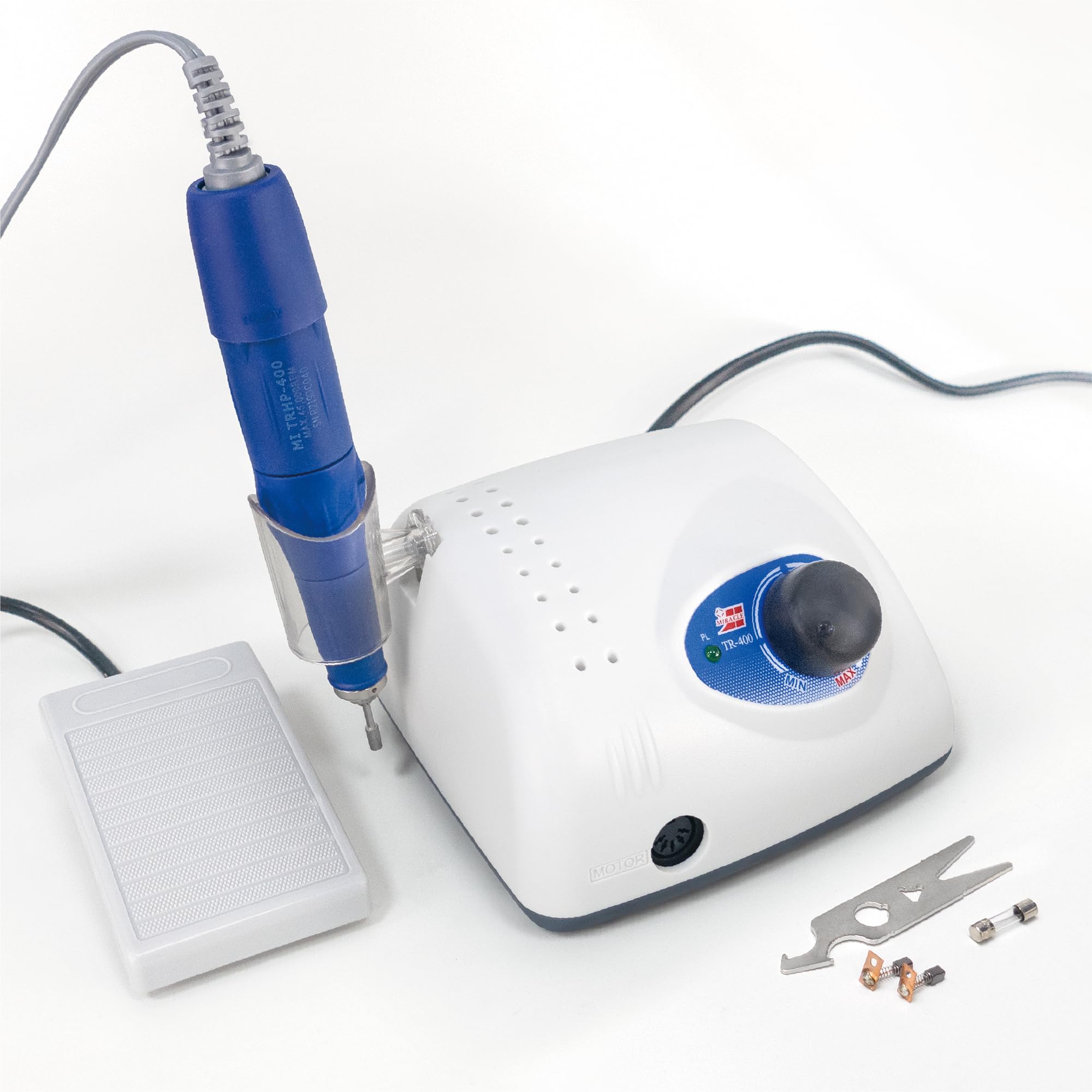 MIRACLE 40000RPM Electric Rotary Tool with 45K Handpiece, 2.34mm Collet – Variable Speed, Forward/Reverse, Hand & Foot Control, Dual Voltage 110V/220V