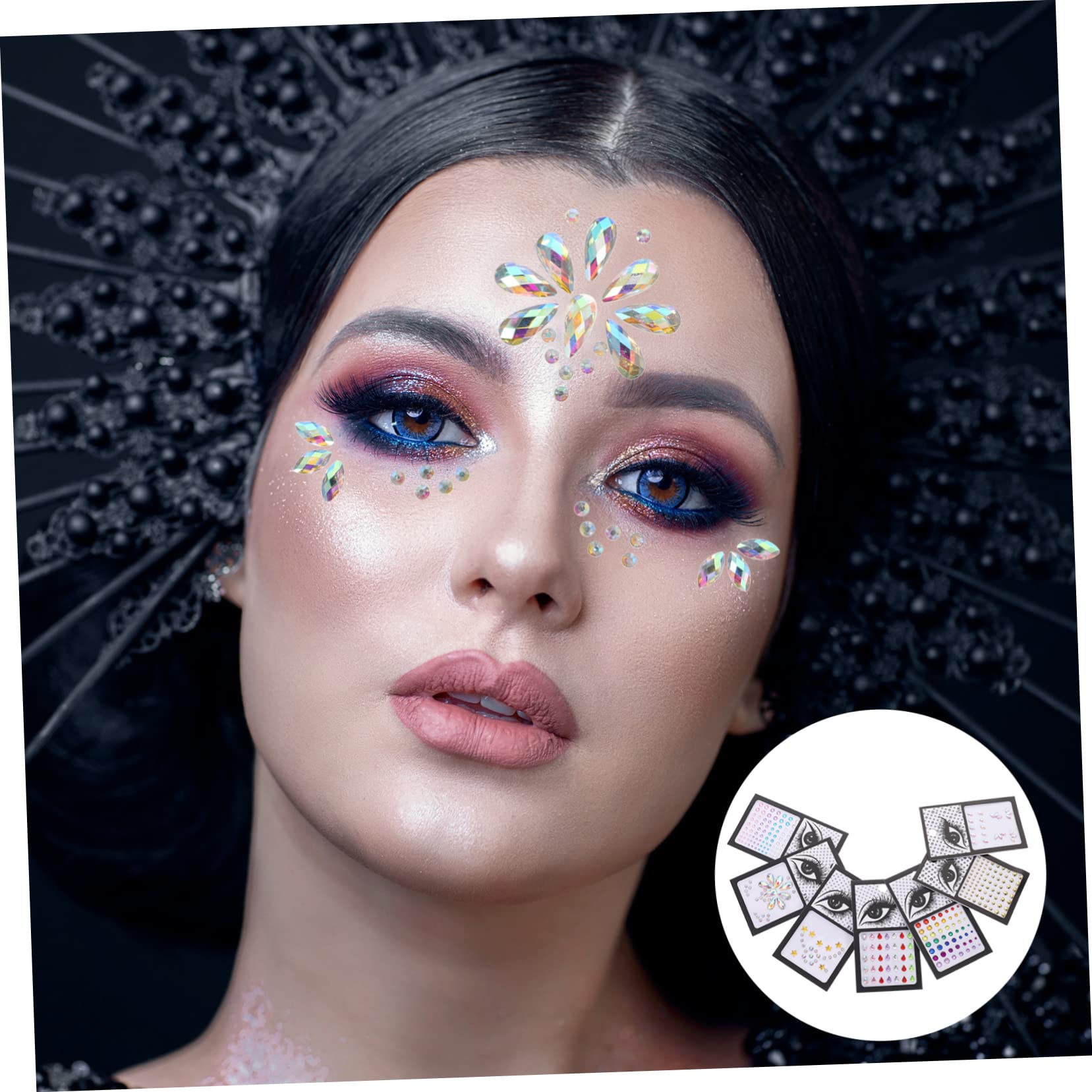 Healeved 28juegos Pegatinas De Gemas Faciales Autoadhesivas Para Maquillaje De Joyas De Festival Para Halloween y Cosplay Brillantes y Coloridas Para Fiestas y Eventos Especiales