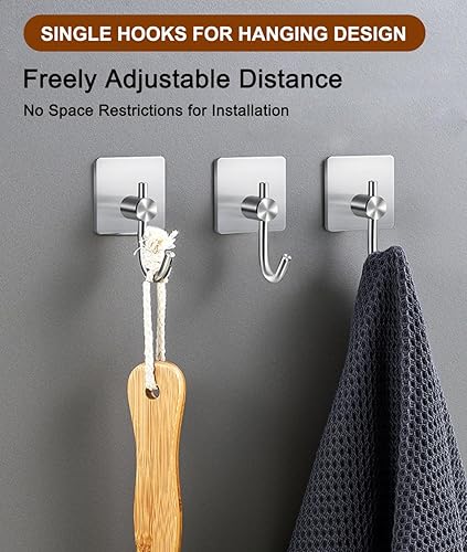 Miniatura 5 de Ganchos autoadhesivos para toallas de baño, ganchos de pared resistentes para paredes sin daños, ganchos adhesivos de acero inoxidable impermeables