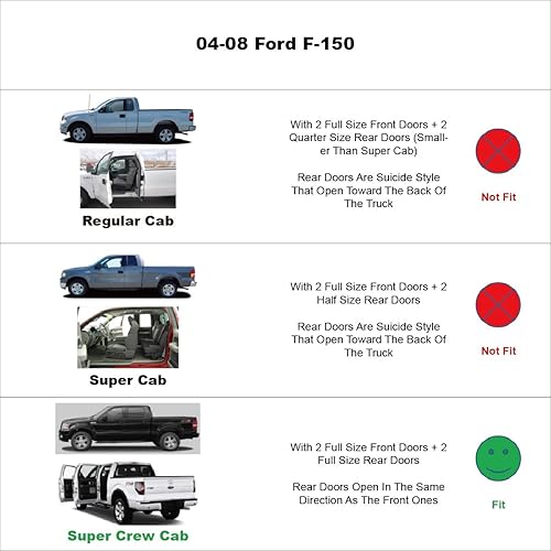 Miniatura 2 de Deflector de ventana de protección contra el sol/la lluvia, ajuste 04-08 F-150 Super Crew Cab Viseras de ventana