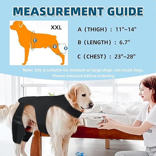 Miniatura 4 de Rodillera doble para perro para desgarro del ligamento cruzado anterior y CCL - Tirantes ajustables para patas traseras para perros grandes con