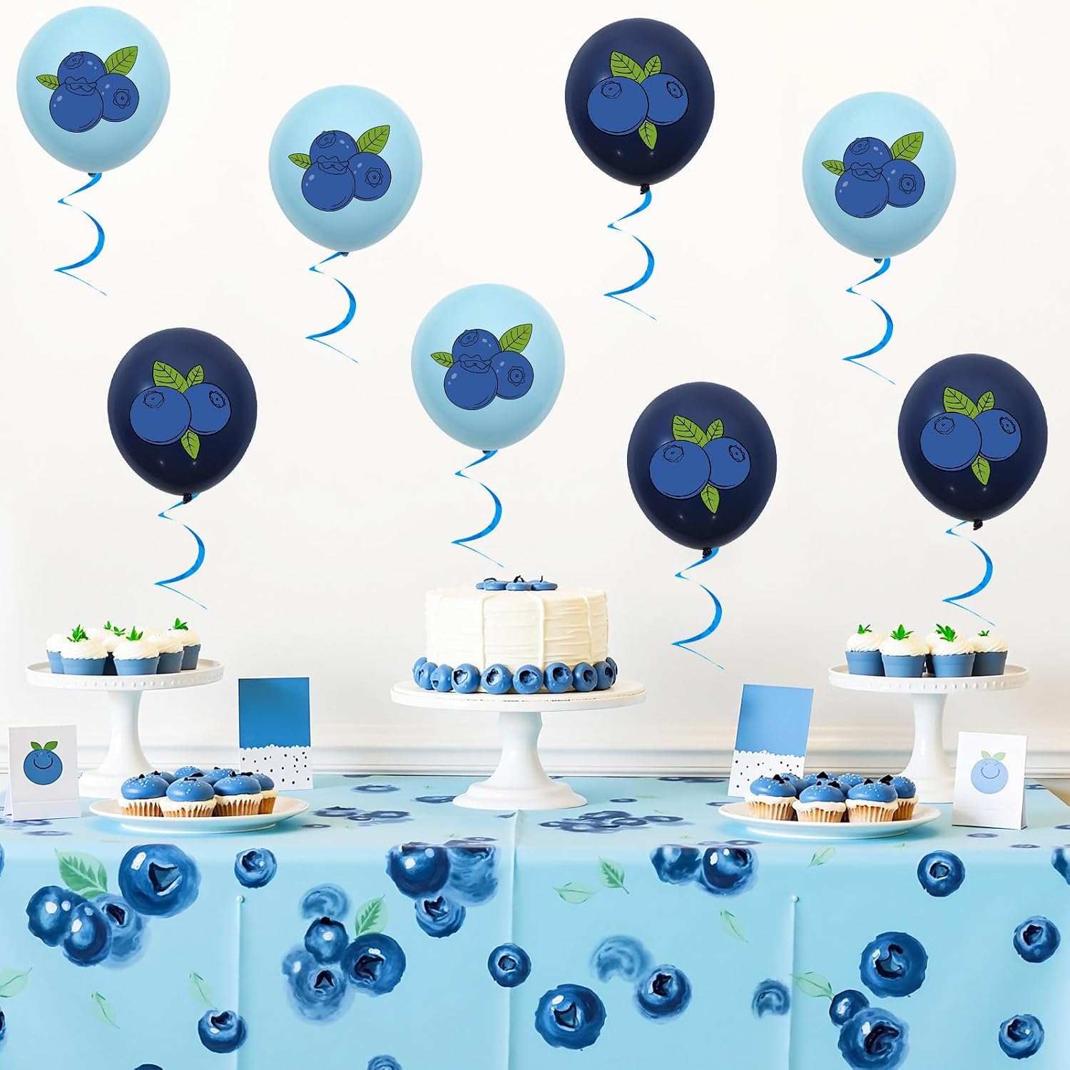 Jollyboom Blueberry Party Decorations, 36pcs Blueberry Print Latex Balloons for a Berry Sweet Baby Is On The Way Welcome Baby Shower Decorations Birthday Party