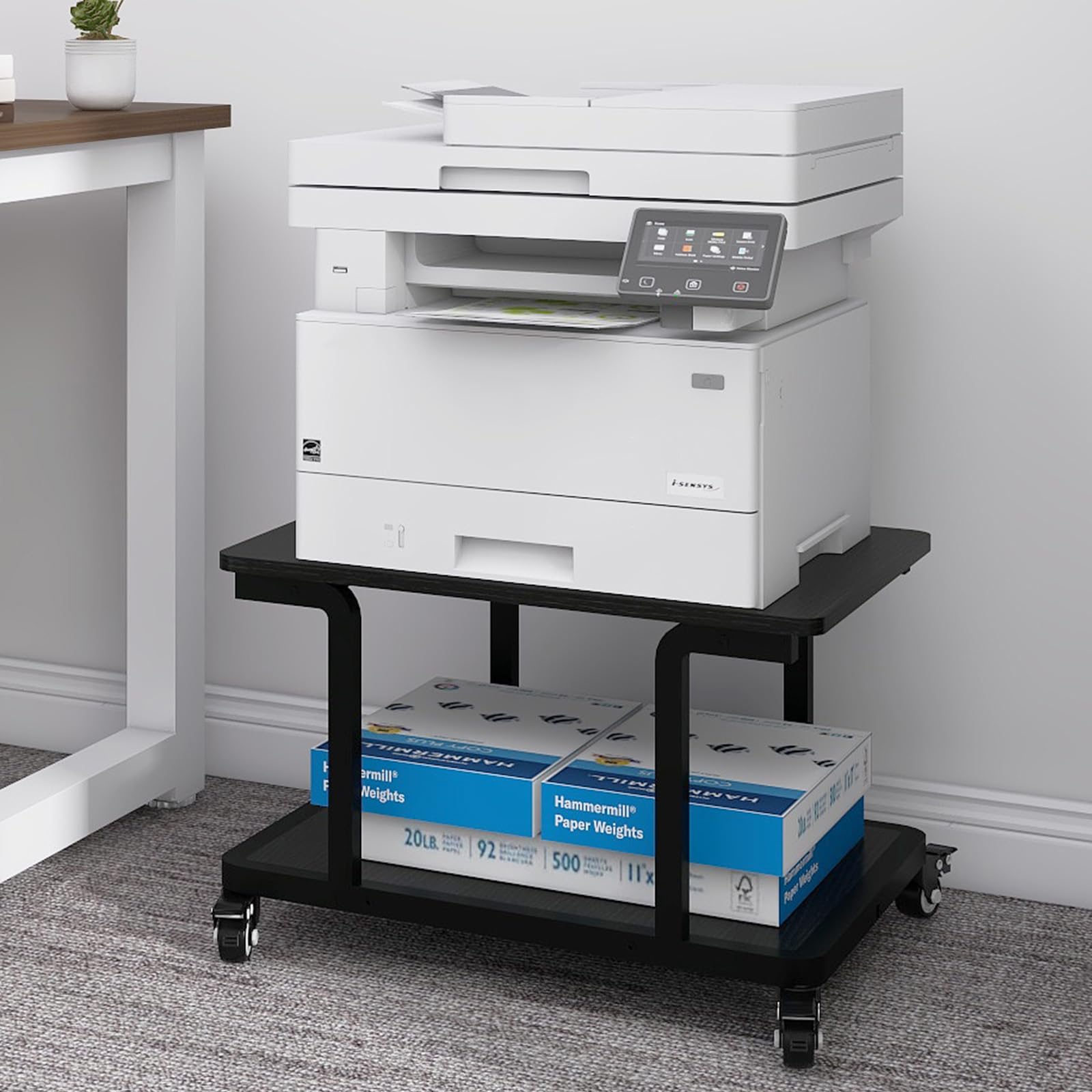 Natwind 2 Tier Laser Printer Stand,24''x20'' Under Desk Printer Cart, Black