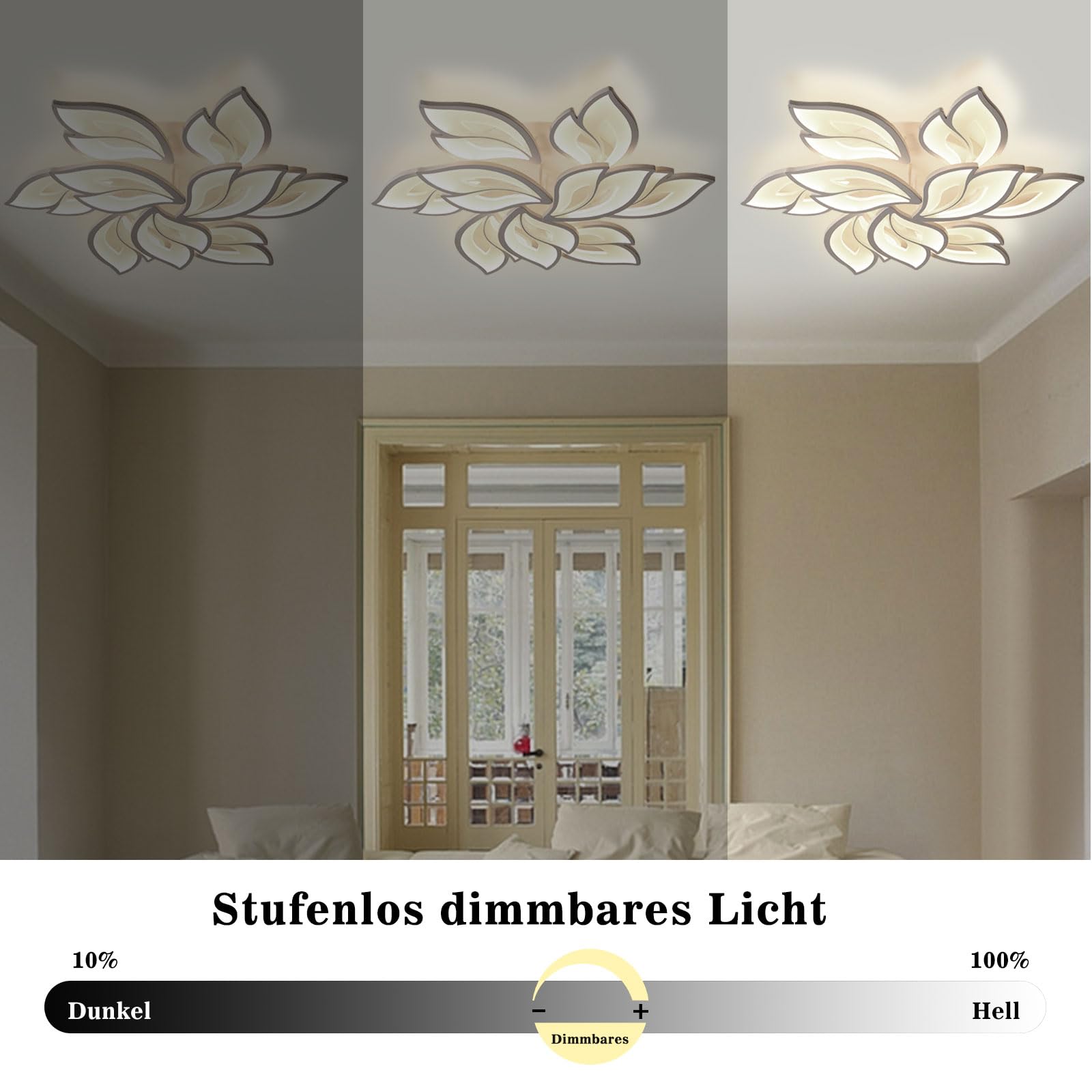 Sky angle Plafoniera LED Soffittocon ALEXA e Google Home, Lampada da Soffitto Moderna Design a Petalo Elegante per Soggiorno Camera da Letto Sala da Pranzo Bagno (Diametro 84cm)