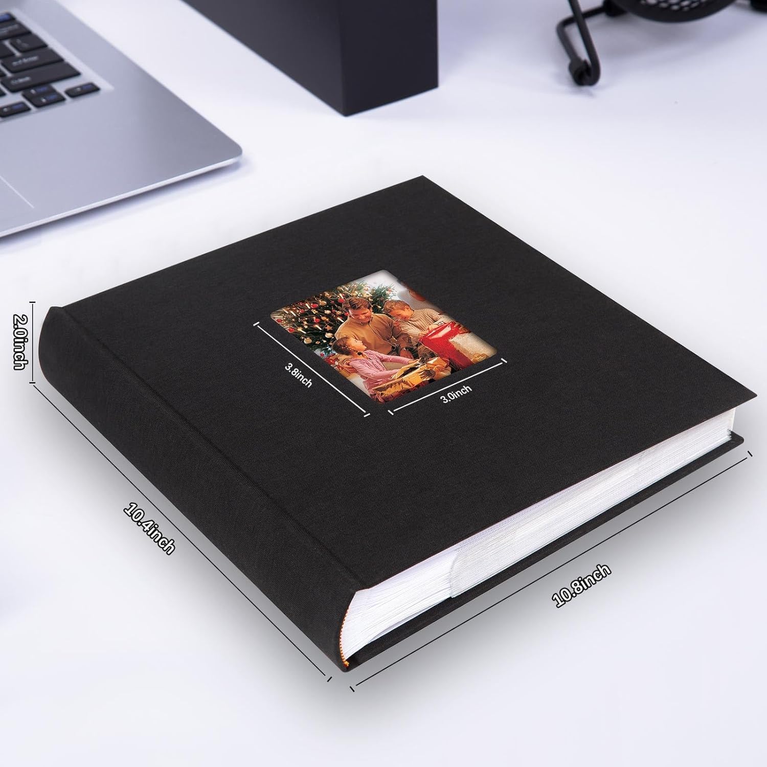 Ruibytree album fotografico 10x15 cm 450 foto con spazio per scrivere, copertina in pelle con finestra frontale,Libro di immagini per matrimoni, famiglie e vacanze (Nero