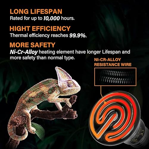 Miniatura 6 de Simple Deluxe Bombilla de cerámica con emisor de calor para reptiles, 25 W40 W, 50 W, 150 W250 W, sin emisor de luz, calentador para mascotas