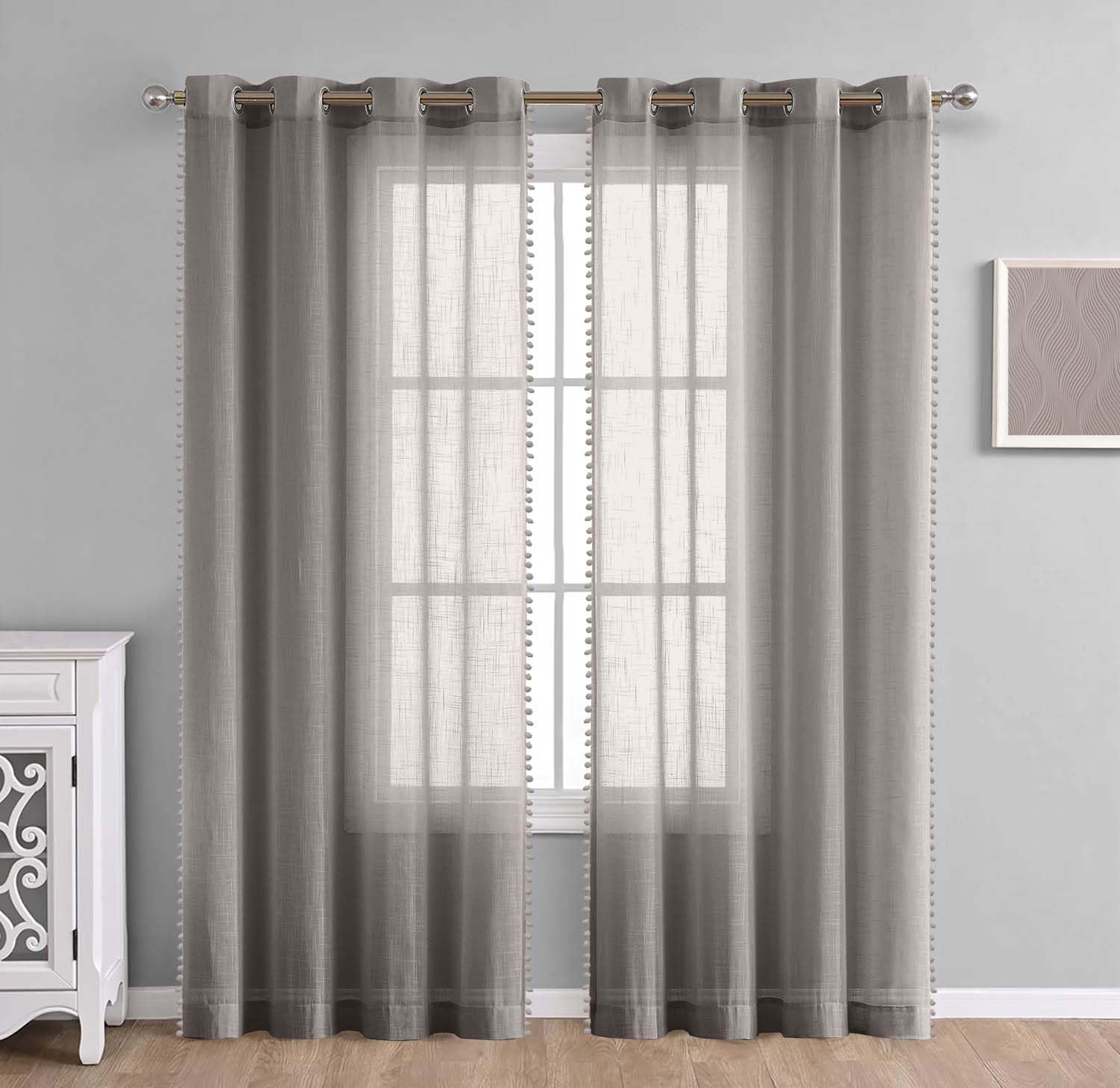 haus & kinder Linen Sheer Polyester Window Door Curtains Set of 2 for Bedroom Livingroom | Luxury Bedroom Curtains | Aesthetic Curtains | semi Transparent Curtains | Eyelet Rings | Beige | 4ft X 5ft (B0D3HRY6H4) Amazon Price History, Amazon Price Tracker