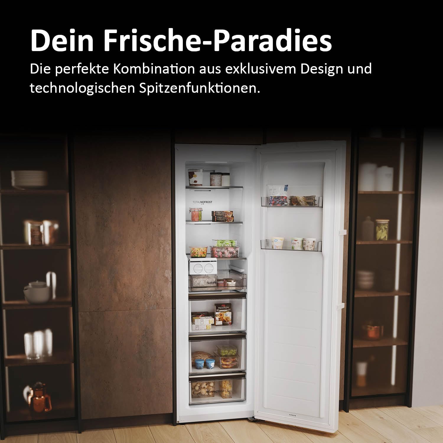 Haier Gefrierschrank mit Abtauautomatik und Eiswürfelbereiter I Instaswitch H4F306WDH1 I Total No Frost Tiefkühlschrank, 301 L Kapazität I Eisschrank auch als Kühlschrank nutzbar I Freezer mit Wi-Fi