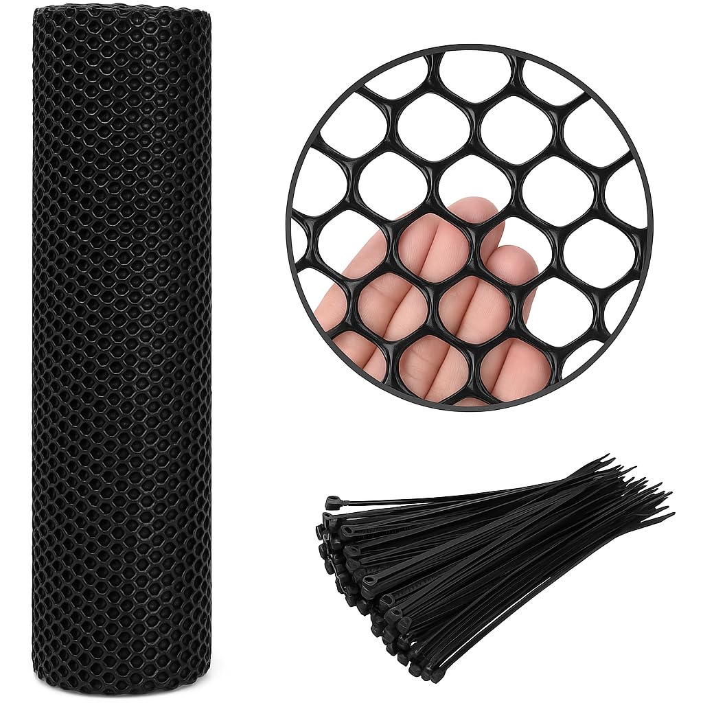 BUILDINGSHOP Garden Fence Outdoor - Black UV Stabilised Plastic Net, PVC Nylon Mesh, 900 GSM Heavy Duty, Virgin HDPE Material, Anti-Bird & Plant Protection, Foldable & Durable (3.3 X 15 Feet (Black))-image-40