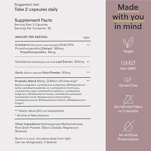 Miniatura 6 de Rae Wellness - Cápsulas de equilibrio vaginal  Suplemento natural de salud vaginal y tracto urinario con arándano probióticos ajo y más vegano sin