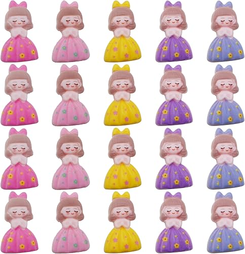 20 piezas de adornos de princesas con parte trasera plana mixta de resina Kawaii para niñas, cabujones DIY álbum de recortes, arco para el cabello,