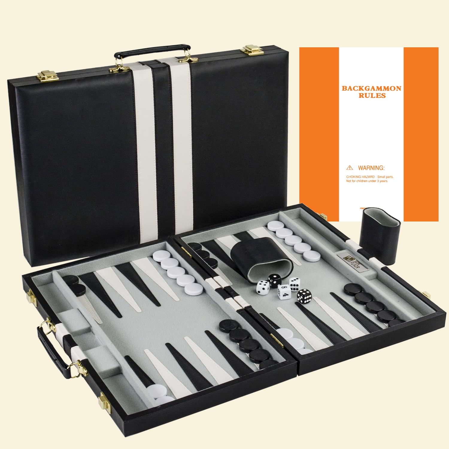 Backgammon Set - 11 Inch Backgammon Sets for Adults, Classic Travel Backgammon Board Game with Premium Leather Case, Best Strategy and Tip Guide Enclosed (Black, Small)