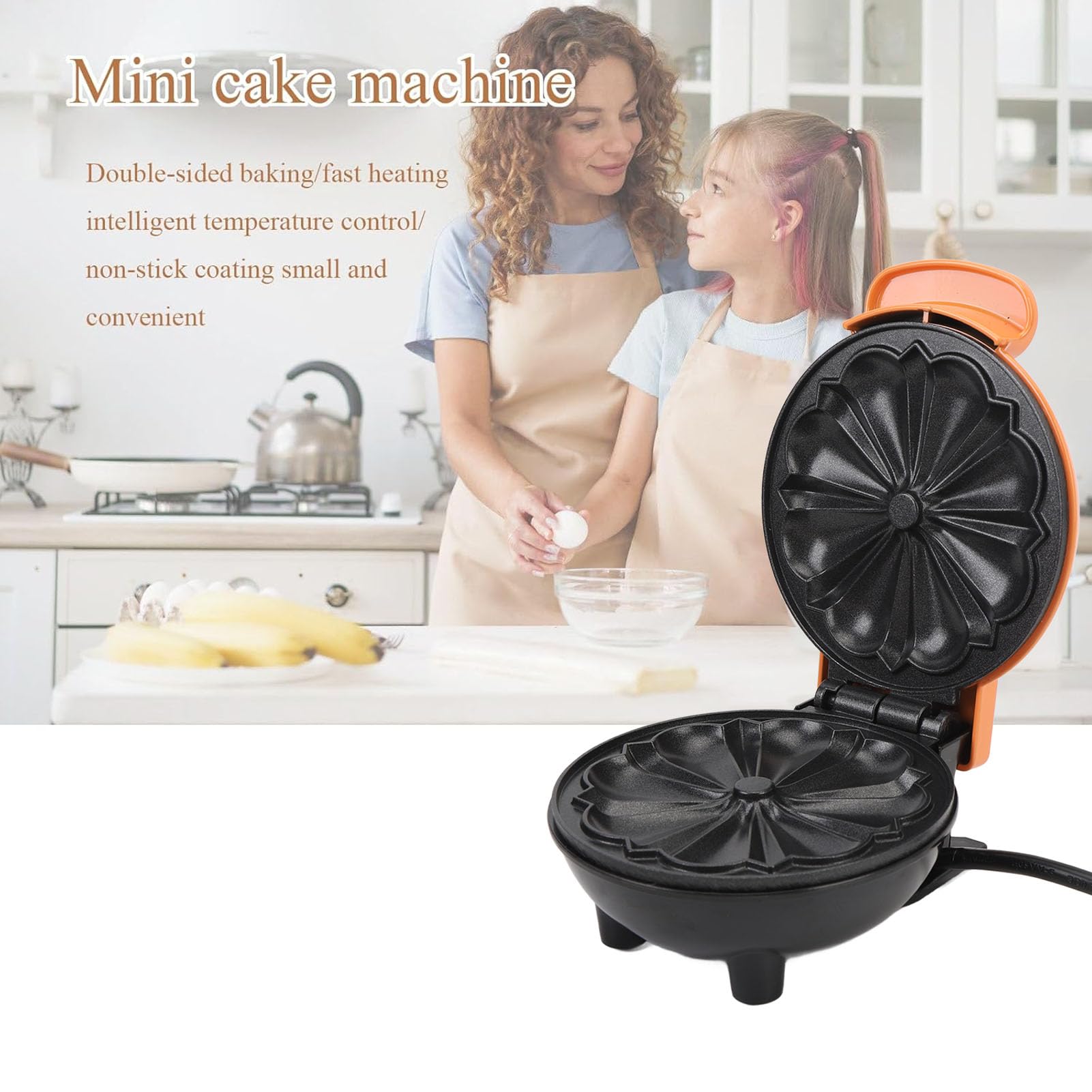Alomejor Cake Maker 350 W Doppelseitige Heizung Antihaft-Mini-Kuchenmaschine – Kompaktes Design für Kleine Wohnungen