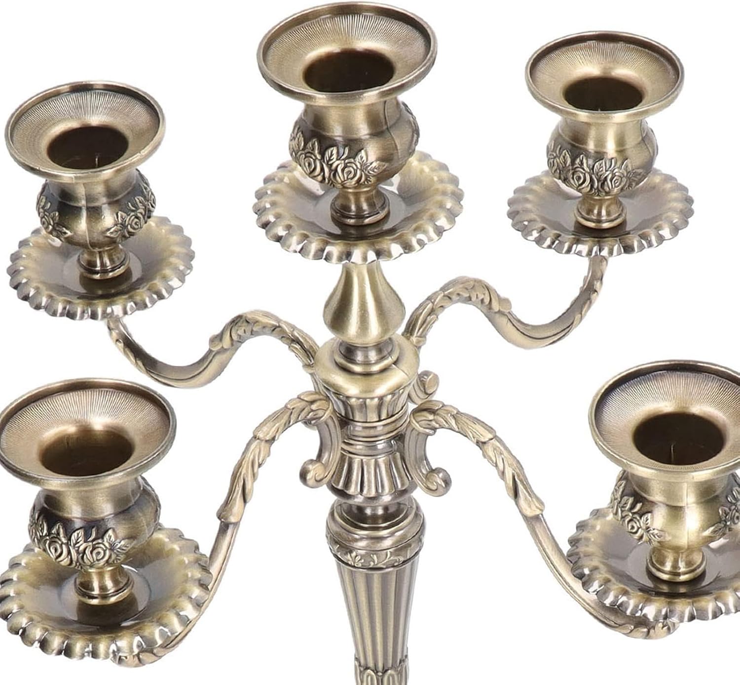 Retro Zinc Alloy Candelabra, Decorative Metal Candle Stand for Dinner Table, Fireplace and Wedding, Easy to Assemble with Long Life Span