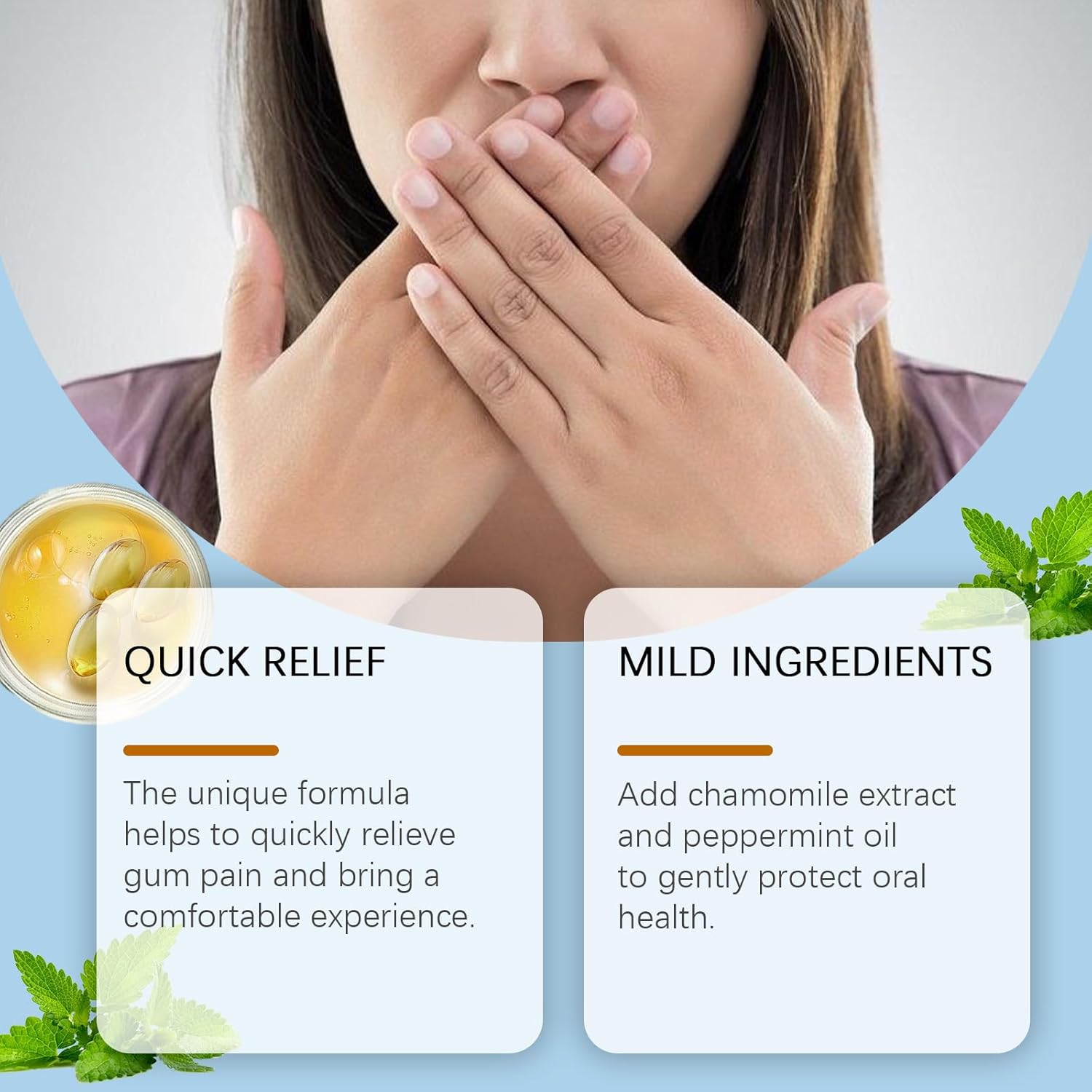 Toothache Relief Spray - Soothes Gum Fast, improves dryness, Mint & Chamomile Formula, Portable Oral Care for Adults (0.68FL.OZ) - Image 2