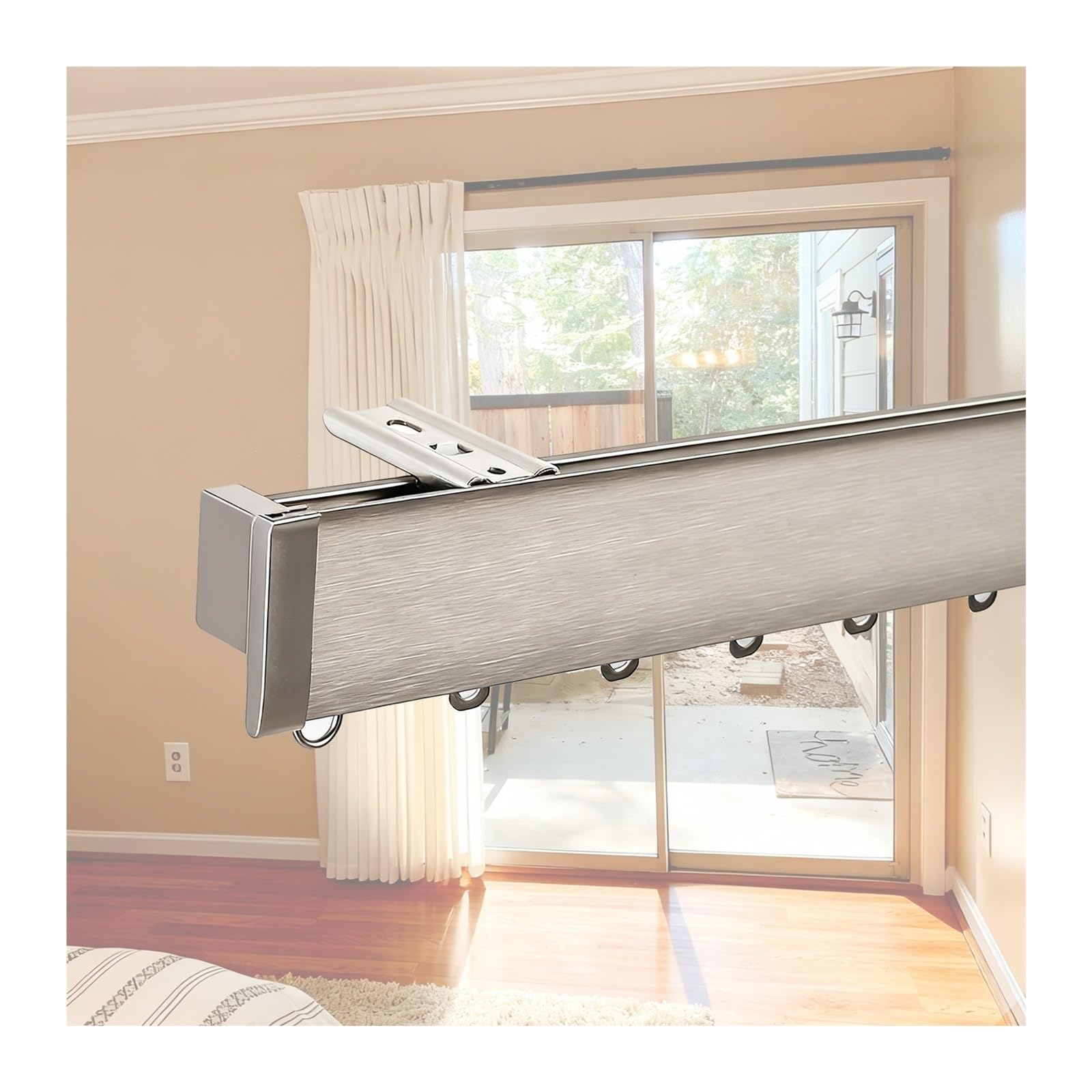 Binario singolo in alluminio da parete o soffitto a 1 corsia, divisorio per doccia/soggiorno (soffitto grigio 460 cm/4 x 115 cm)