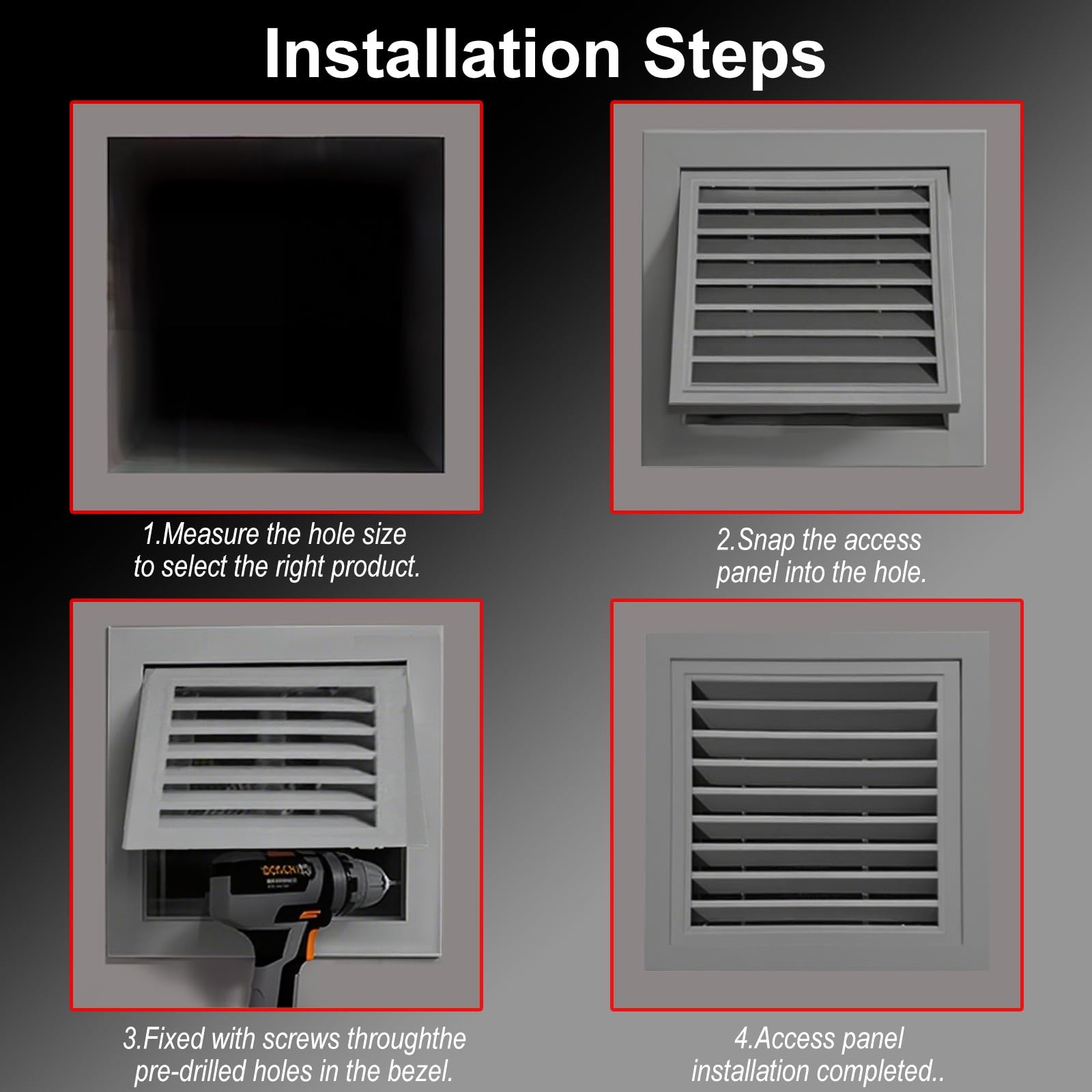 Panel de acceso de aluminio con rejilla de filtro para rejillas de ventilación de gas, fácil instalación, diseño impermeable, 19.7 x 33.5 pulgadas, resistente a la corrosión, construcción duradera