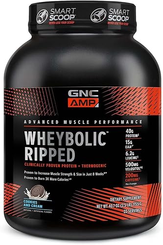 GNC AMP Wheybolic Ripped Fórmula de apoyo para el desarrollo muscular y el entrenamiento Aislado de proteína de suero puro en polvo con BCAA Sin