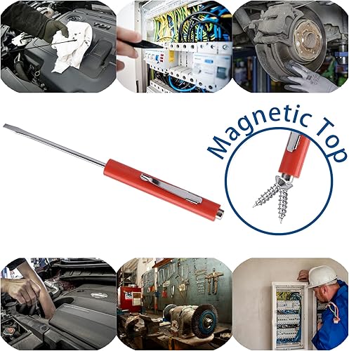 Miniatura 3 de Destornillador de bolsillo con imán, 10 piezas, mini destornillador magnético de cabeza plana de bolsillo con clips, juego de destornilladores
