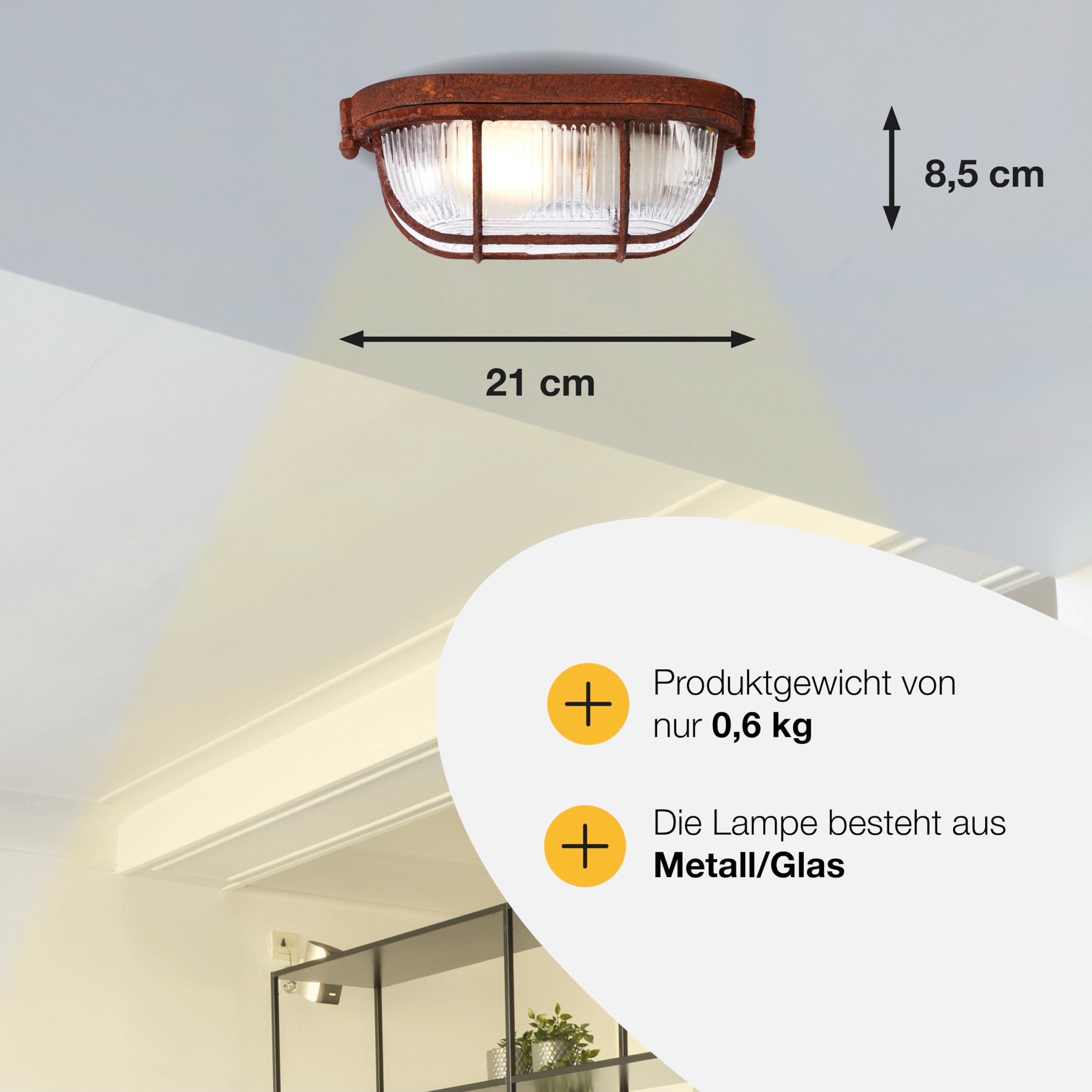 Lampada A Soffitto E Parete BRILLIANT Bobbi – 21 Cm In Cemento Grigio, Stile Industriale, Attacco E27, Adatta A LED E Dimmerabile