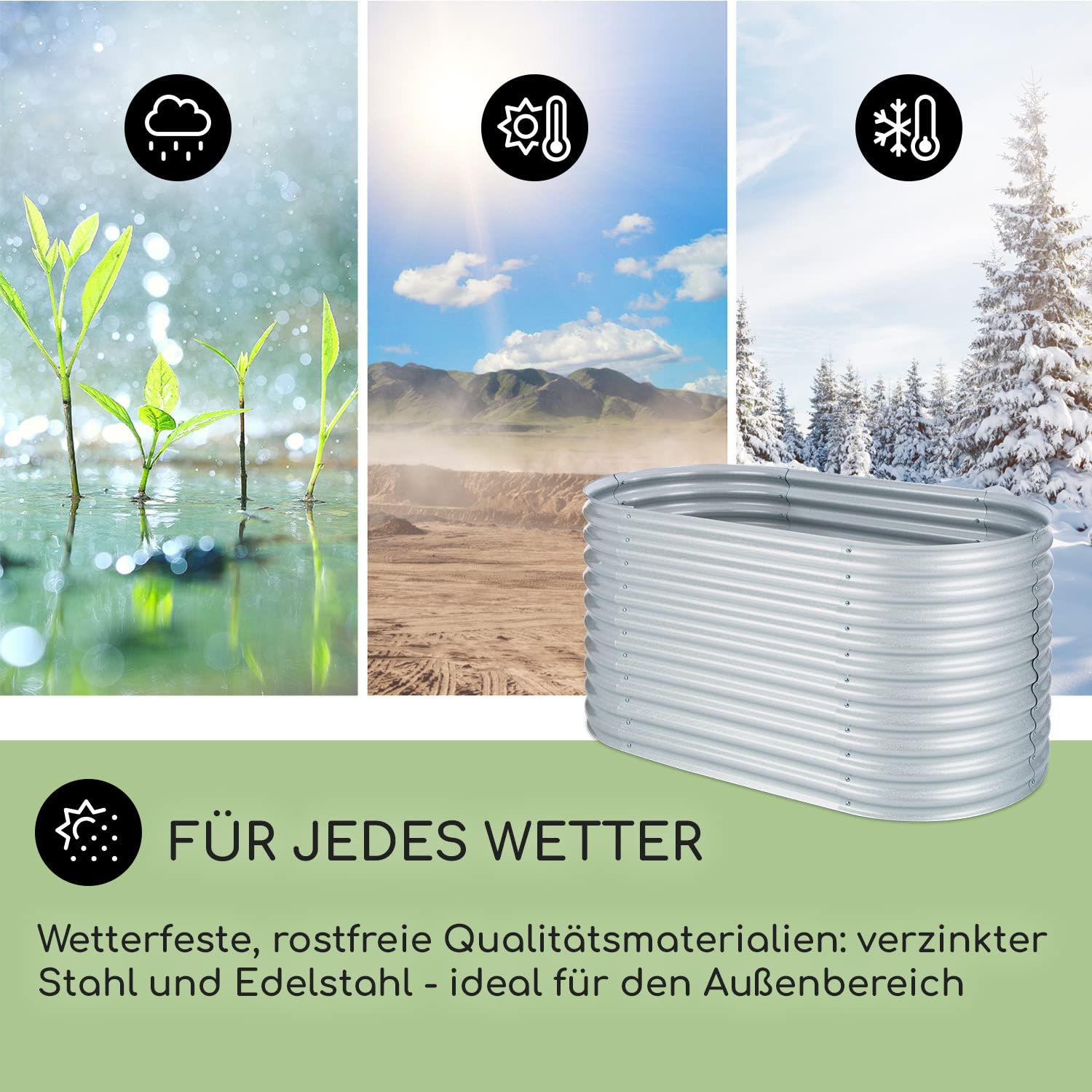 blumfeldt Großes Hochbeet aus Metall, Schmales zum Selber Bauen, Wetterfestes für Garten &Terrasse, Rostfreies Gartenbeet Outdoor, Schneckenschutz Hochbeet, 804 Liter