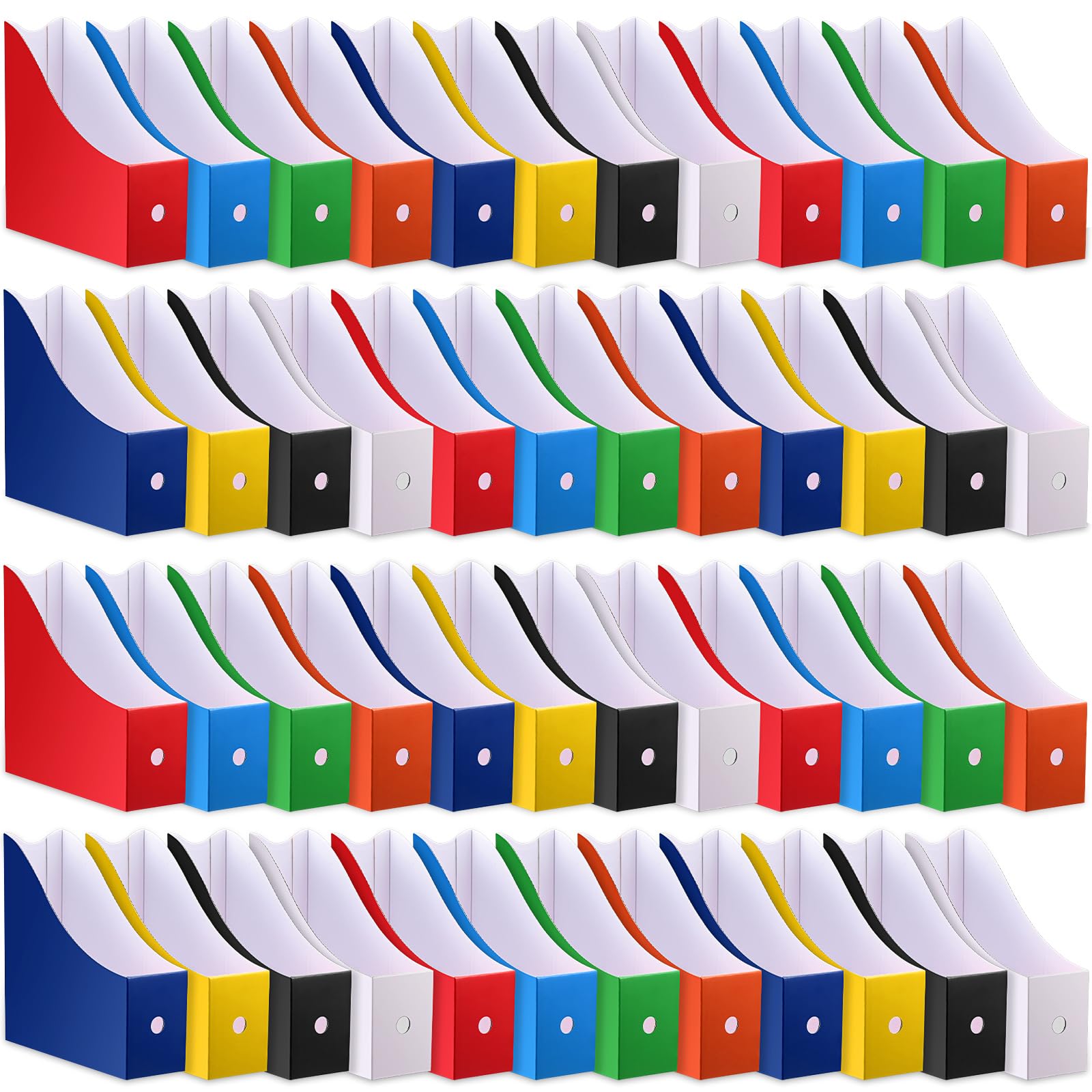 Photo 1 of 48 Pcs Magazine File Holder Magazine Holder Bulk Foldable Cardboard Book Bins Desk File Holder Organizer Book Holder Boxes Cardboard Magazine Storage Box for School Office Desk, 8 Colors