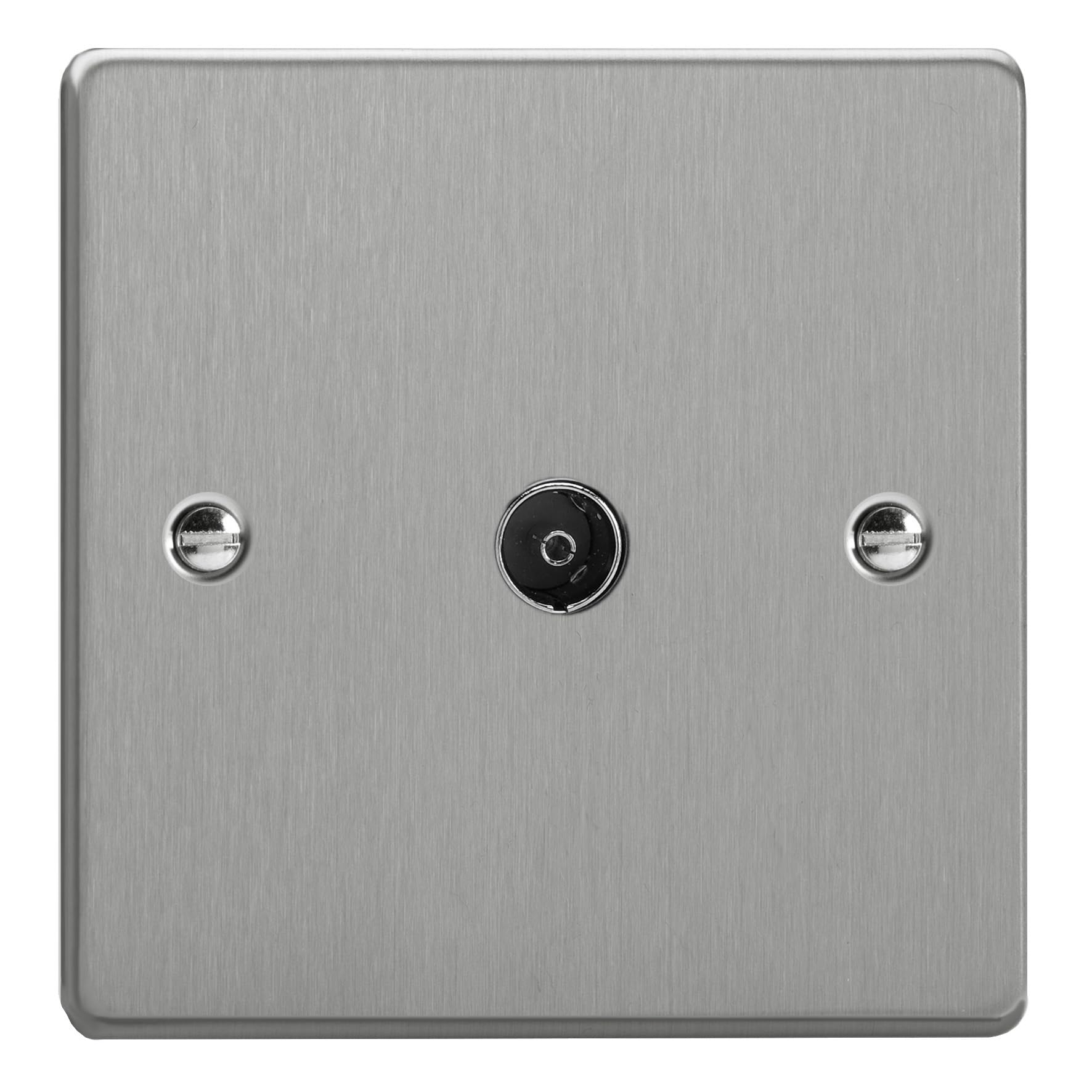 Varilight 1-Gang TV Socket, Co-Axial Brushed Steel