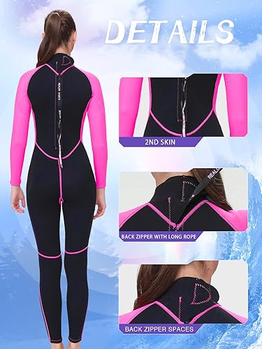 Miniatura 4 de Traje de neopreno para hombre de 0.079 pulgadas (0.079 in), cuerpo completo, manga larga, cremallera frontal, traje de baño para buceo, natación,