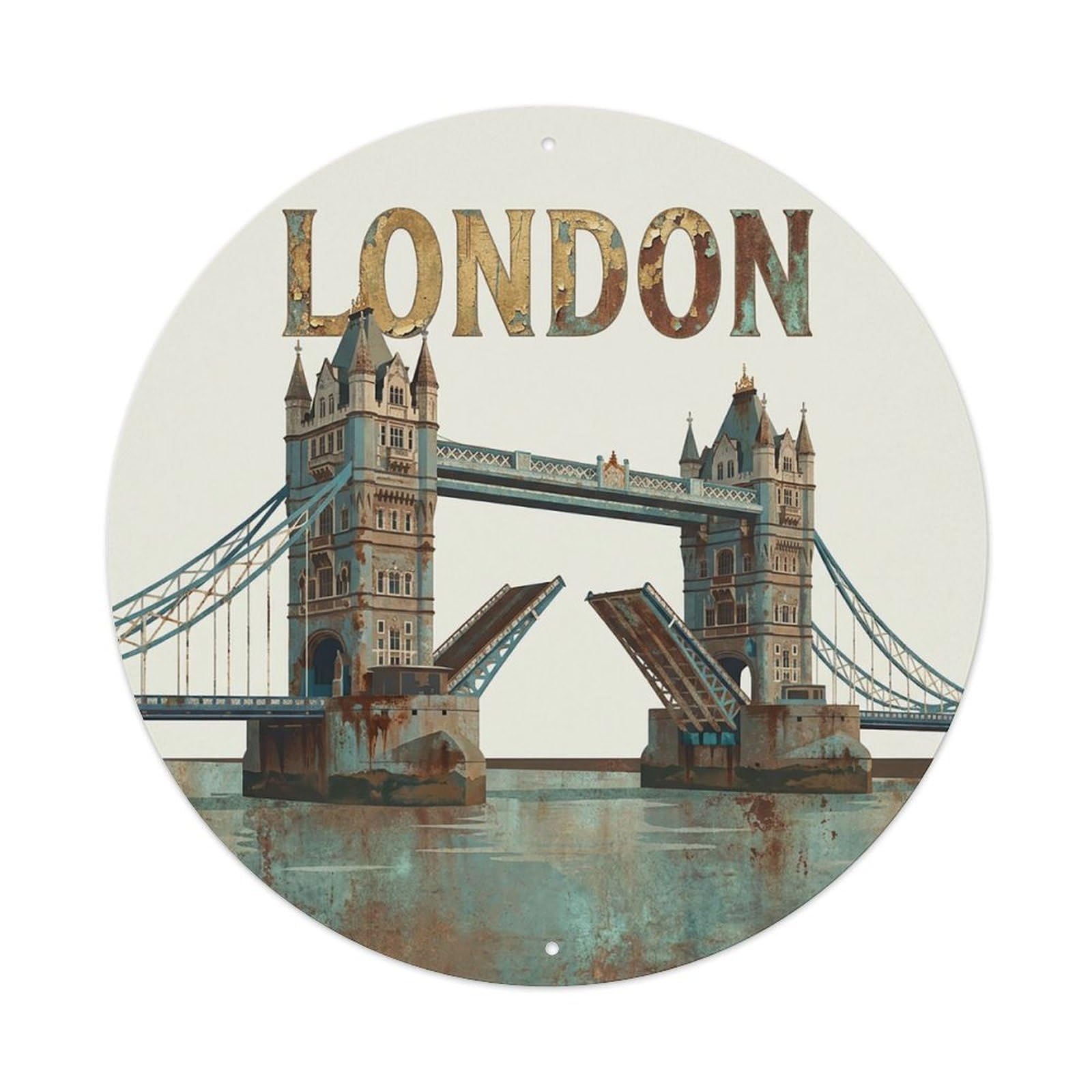 Vintage Travel England London Vintage Metal Tin Sign Plaque Wall Decor for Cafe, Club Bar, Office, Garden Metal Poster 8x8Inch