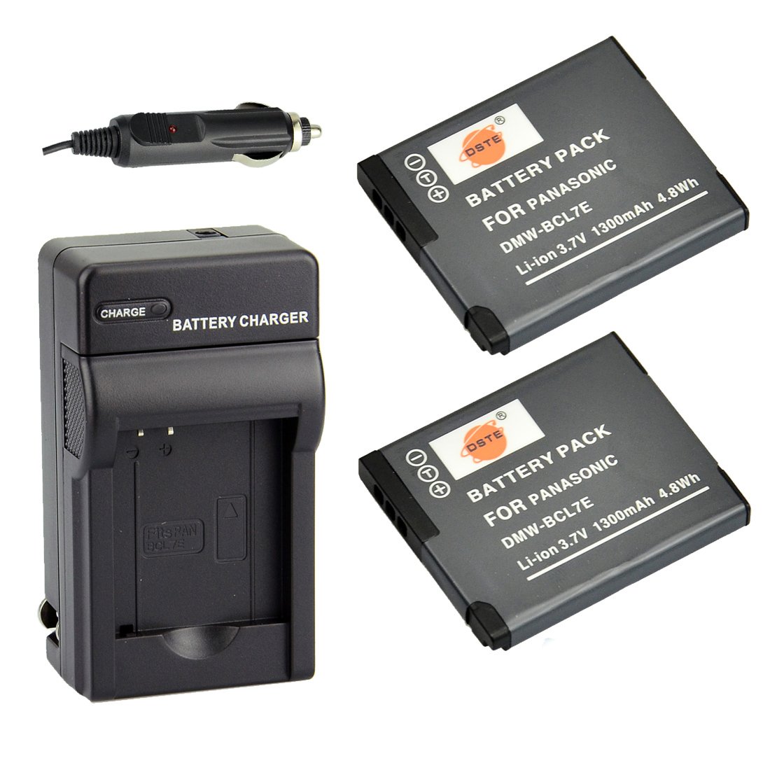 DSTE® 2X DMW-BCL7 DMW-BCL7E DMW-BCL7PP Battery + DC144 Travel and Car Charger Adapter Compatible with Panasonic Lumix DMC-F5 FH10 FS50 SZ3 SZ9 XS1 XS3