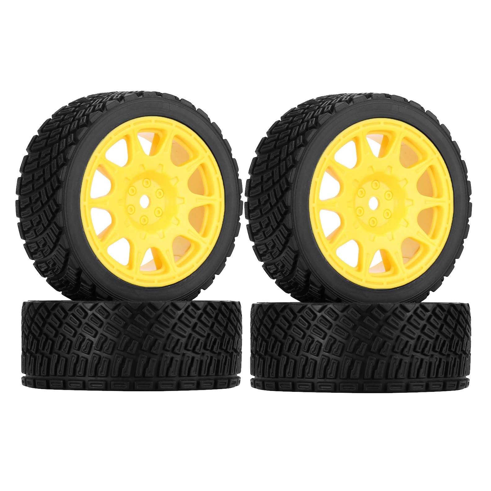KEEDA 4PCS 66mm RC Tyres and Plastic Wheels Rims for Tamiya TT01 TT02 HSP HPI Kyosho 1:10 RC On Road Racing Rally Car (10-Spoke