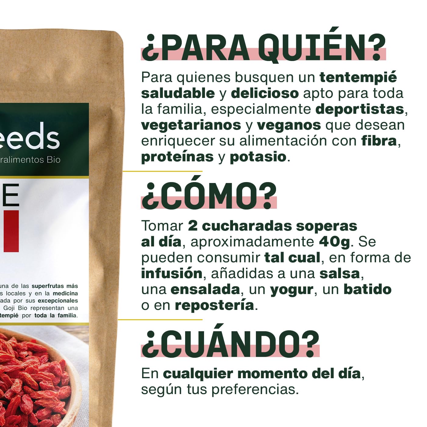 Bayas de Goji BIO | Sin Azúcares Añadidos, 100% Orgánicas | Bayas deshidratadas | Primera Calidad
