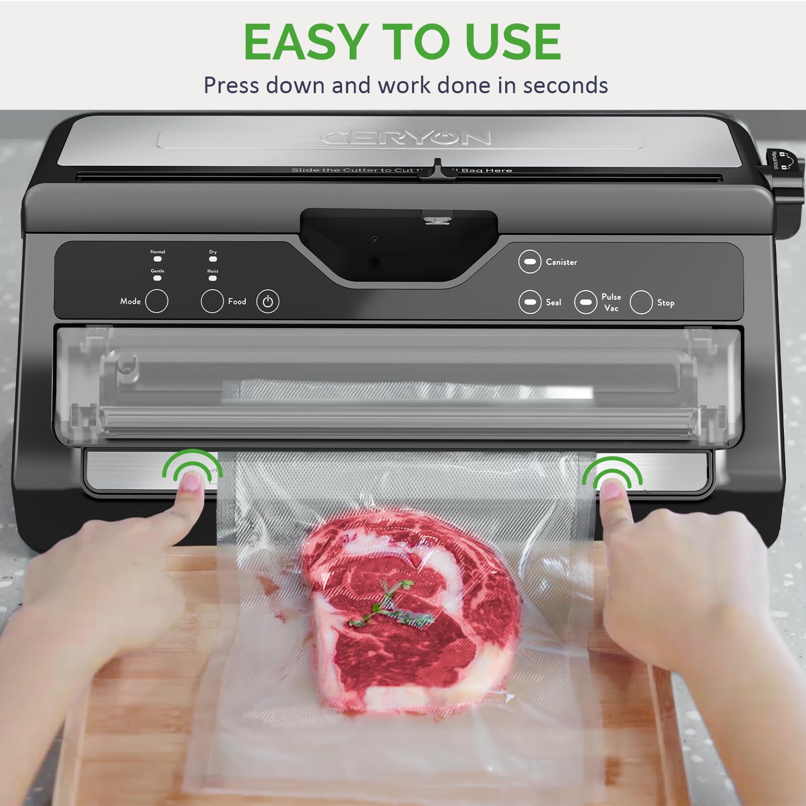 GERYON Vacuum Sealer Deluxe Food Sealer Machine with Builtin Bag Cutter and Roll Storage