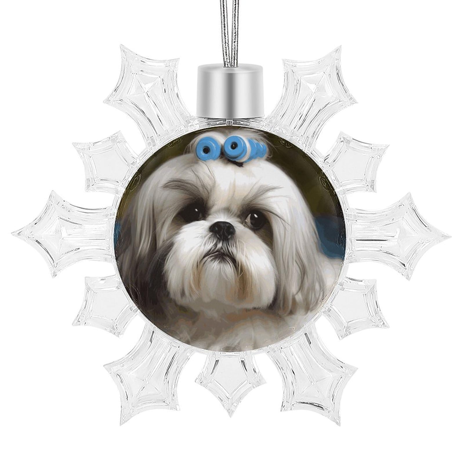 Shih Tzu Dog Snowflake Decorations, Winter Snowflake Ornaments Christmas Party Decorations Christmas Tree Decorations for Xmas Tree Winter New Year Party Supplies
